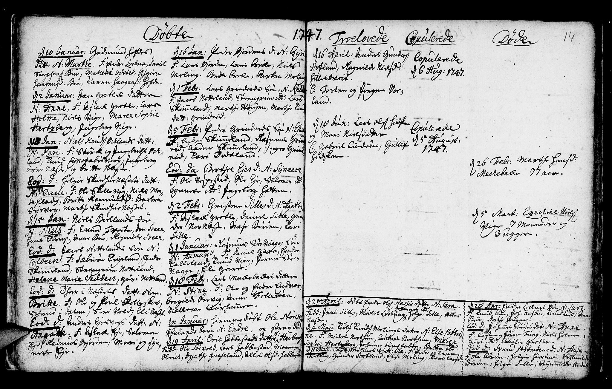 Finnås sokneprestembete, SAB/A-99925/H/Ha/Haa/Haaa/L0002: Parish register (official) no. A 2, 1744-1764, p. 14
