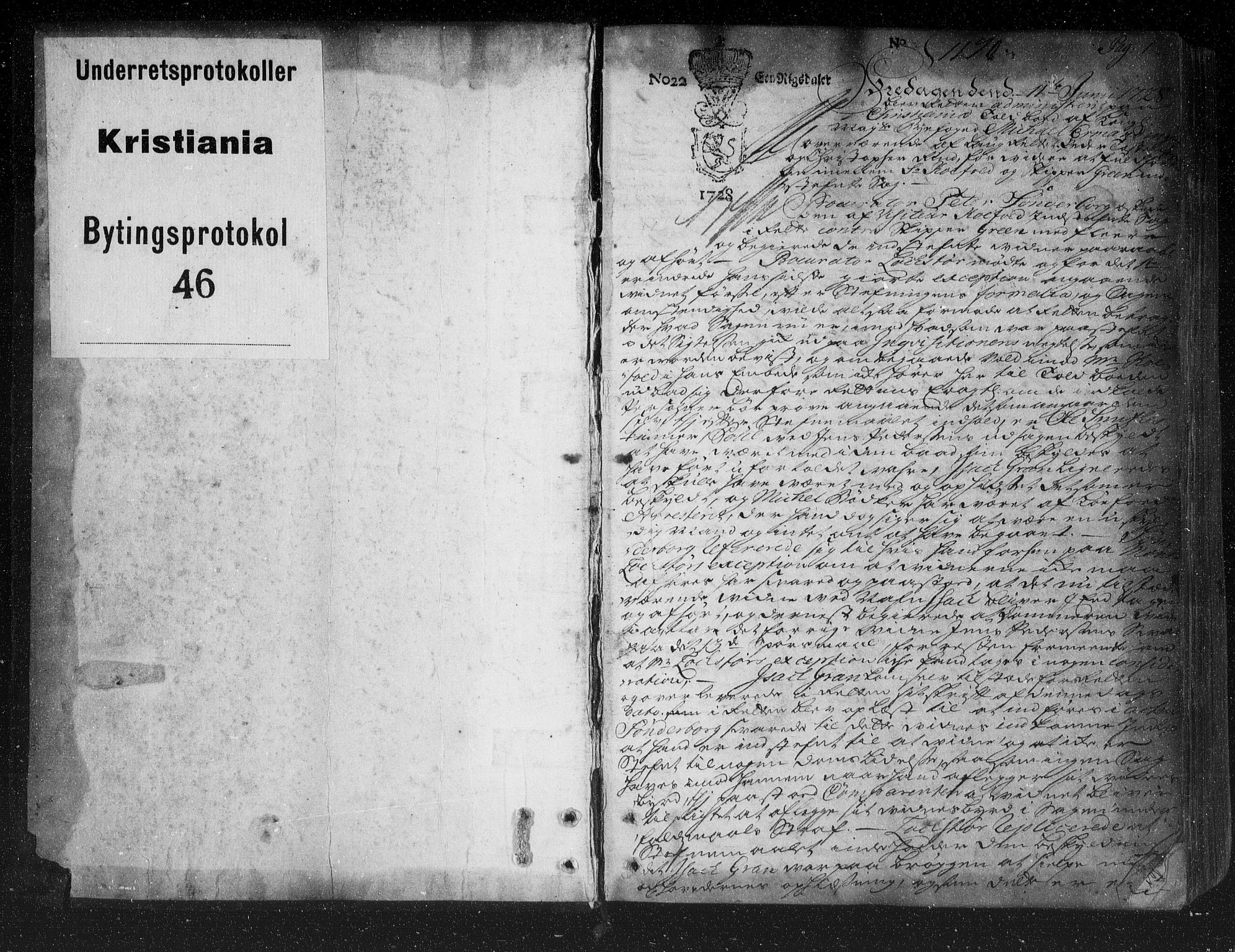 Christiania byfogd, SAO/A-11543/F/Fb/L0046: Tingbok, 1728-1730, p. 0-1