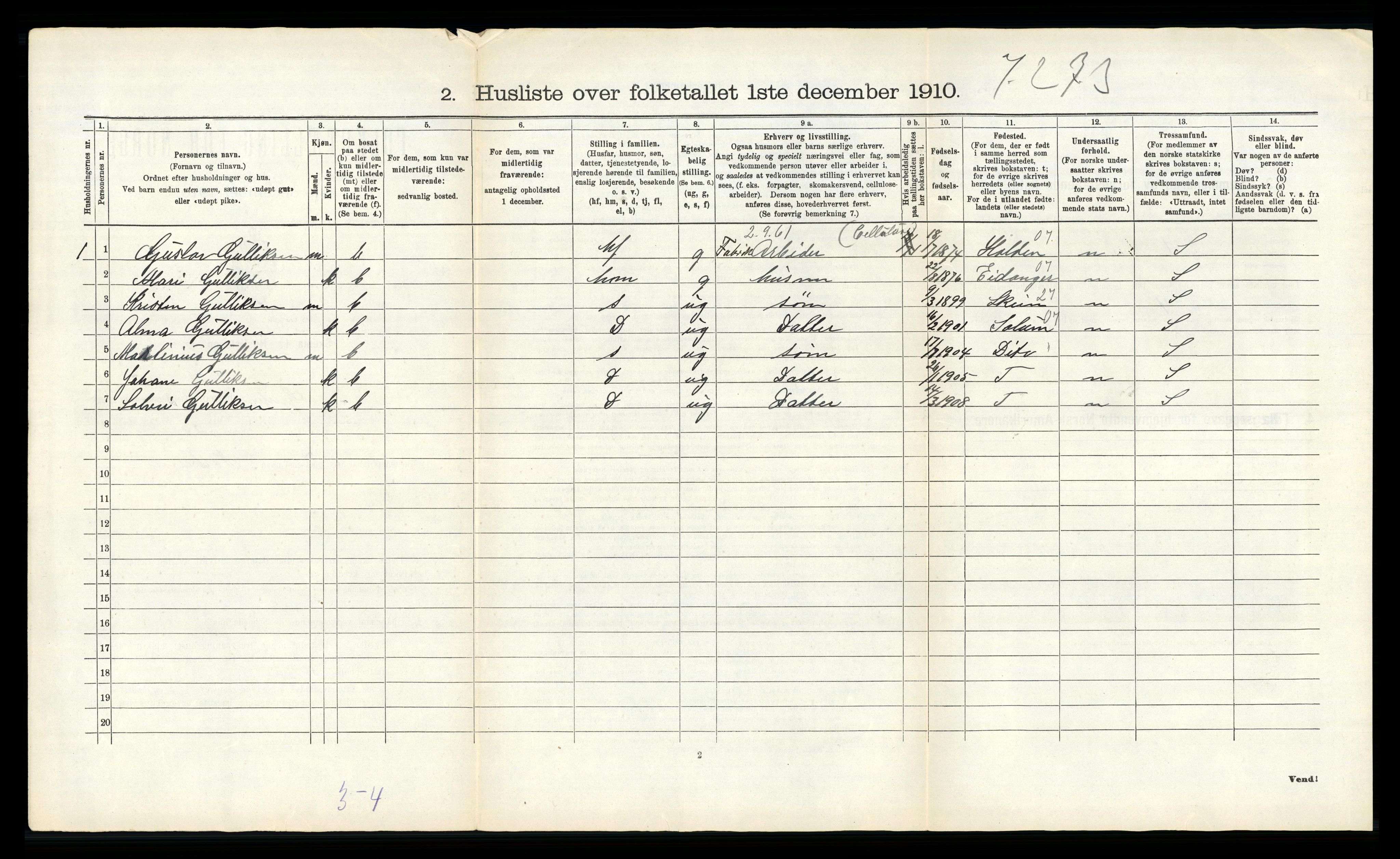 RA, 1910 census for Gjerpen, 1910, p. 76