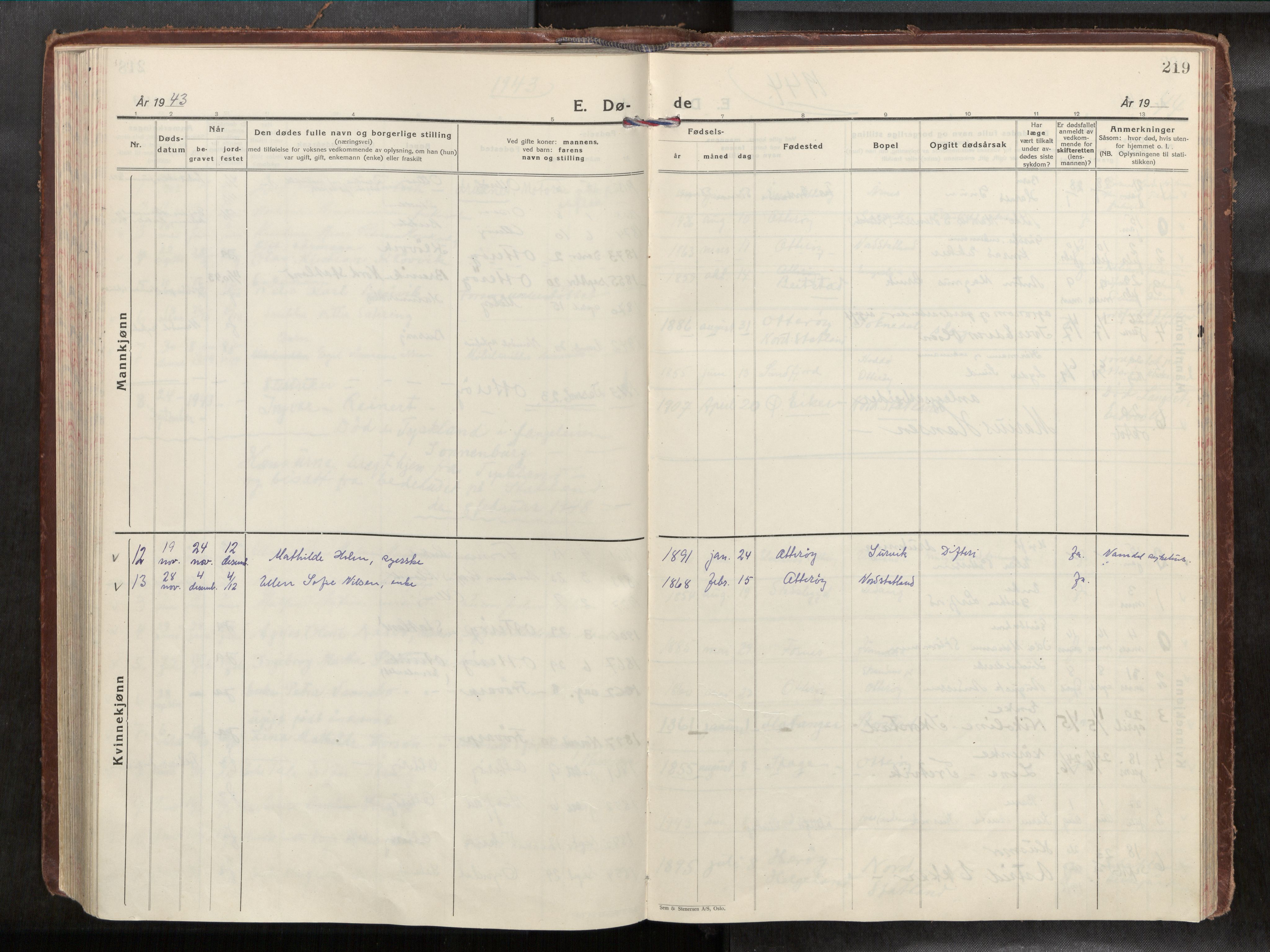 Ministerialprotokoller, klokkerbøker og fødselsregistre - Nord-Trøndelag, AV/SAT-A-1458/774/L0629a: Parish register (official) no. 774A04, 1927-1945, p. 219