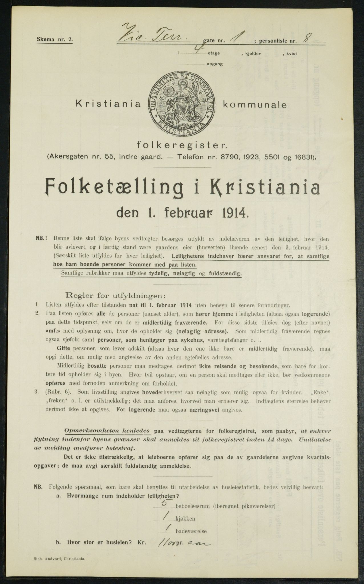 OBA, Municipal Census 1914 for Kristiania, 1914, p. 124531