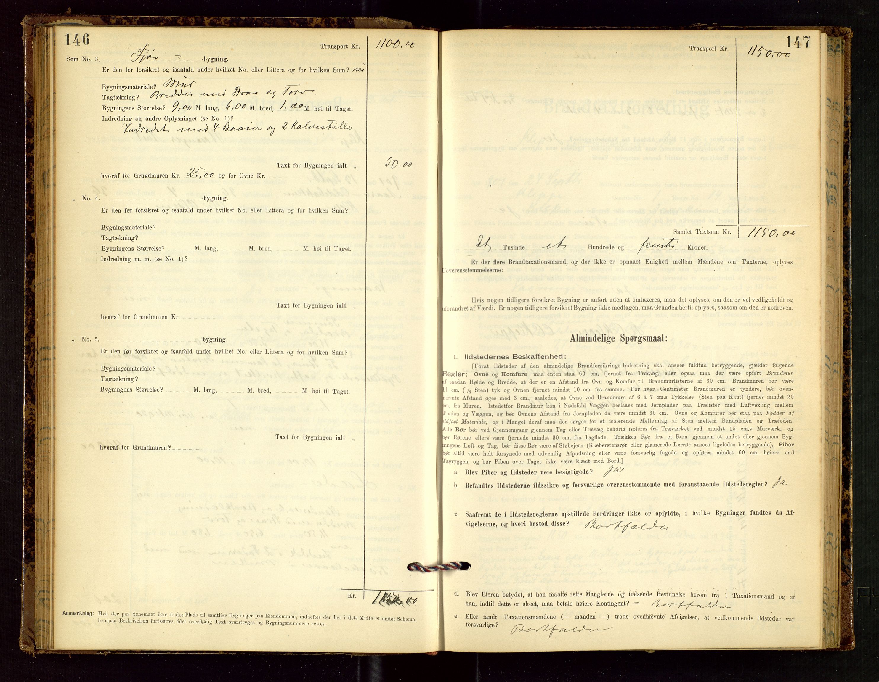 Klepp lensmannskontor, AV/SAST-A-100163/Goc/L0002: "Brandtaxationsprotokol" m/register, 1898-1902, p. 146-147