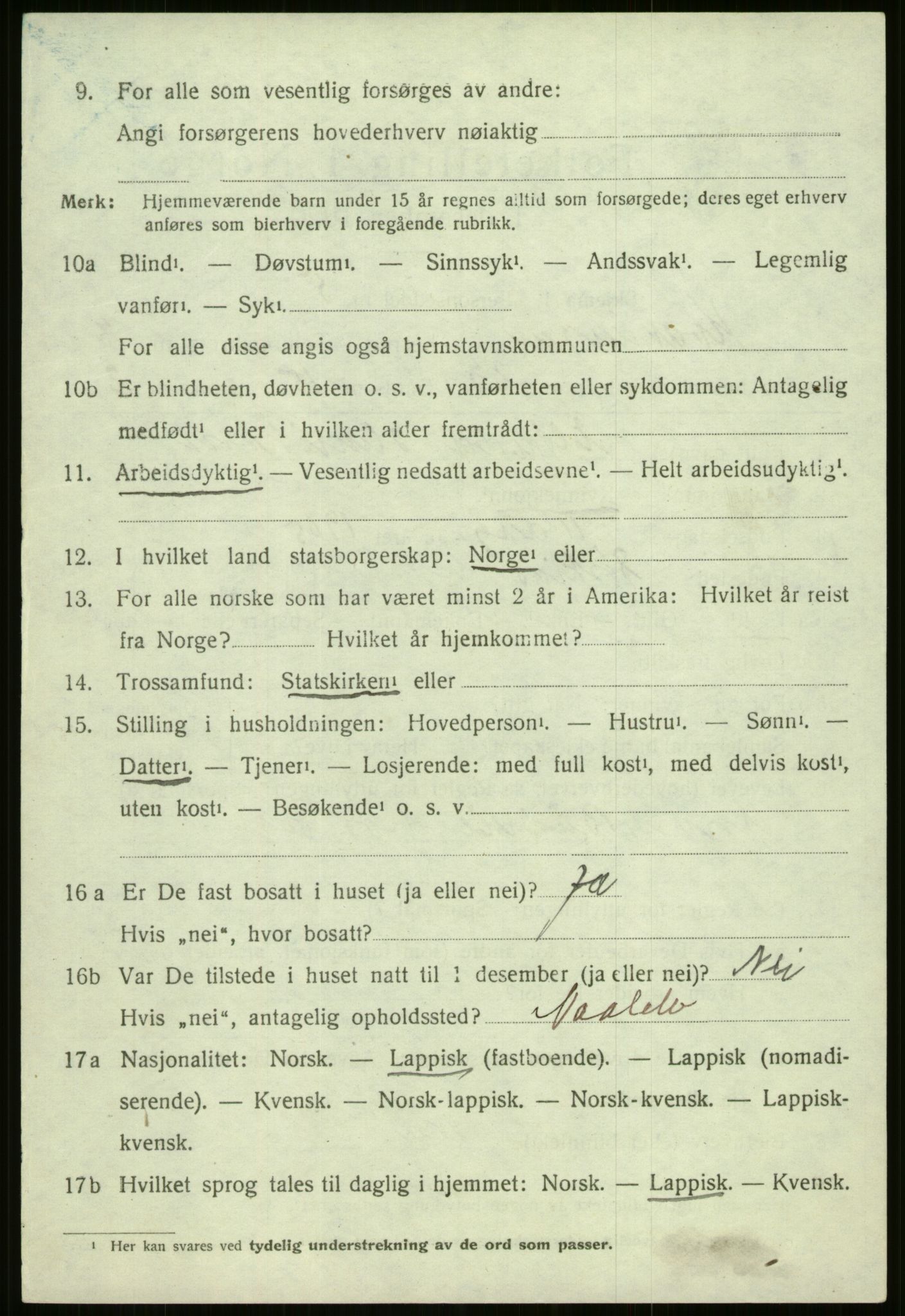 SATØ, 1920 census for Kvænangen, 1920, p. 2013