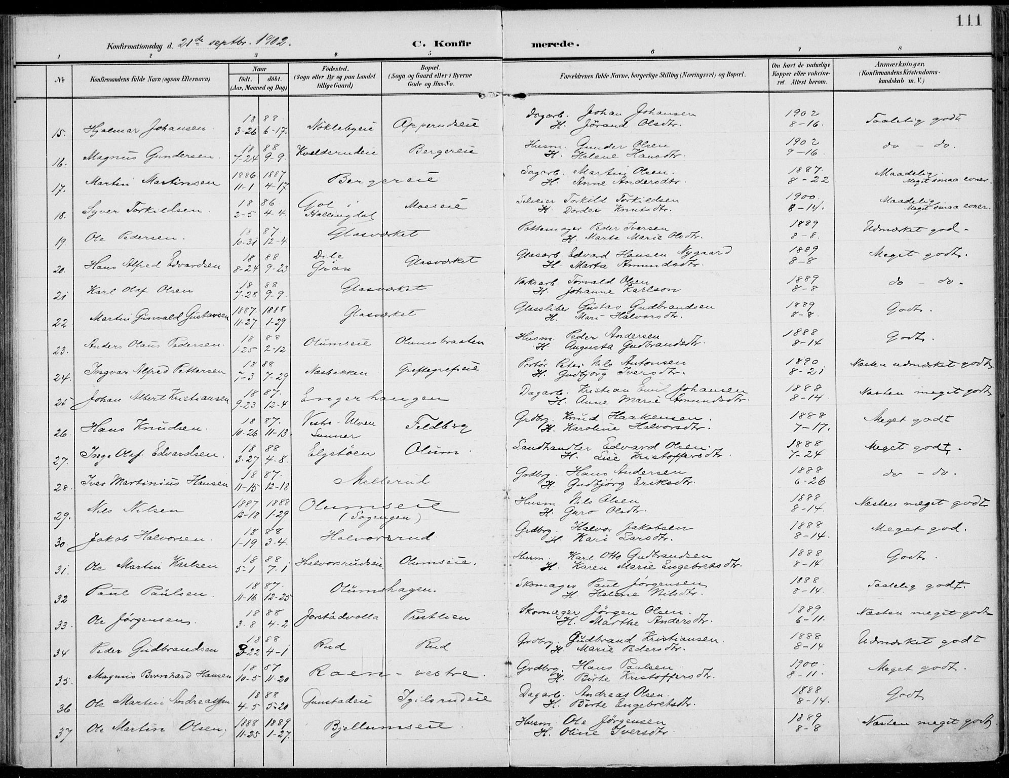 Jevnaker prestekontor, AV/SAH-PREST-116/H/Ha/Haa/L0011: Parish register (official) no. 11, 1902-1913, p. 111