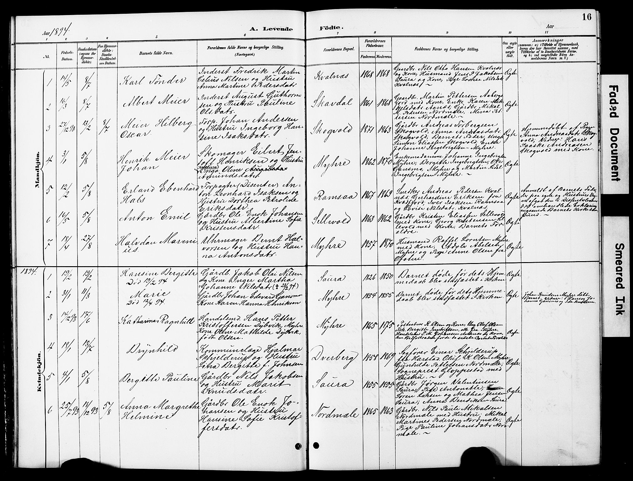 Ministerialprotokoller, klokkerbøker og fødselsregistre - Nordland, AV/SAT-A-1459/897/L1413: Parish register (copy) no. 897C03, 1887-1903, p. 16