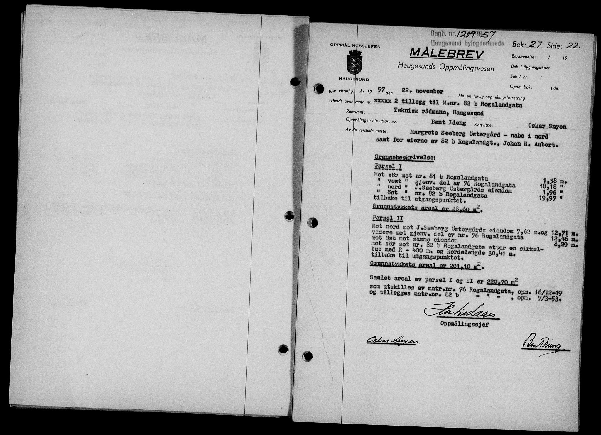 Haugesund tingrett, AV/SAST-A-101415/01/II/IIC/L0068: Mortgage book no. A 9, 1956-1958, Diary no: : 1209/1957