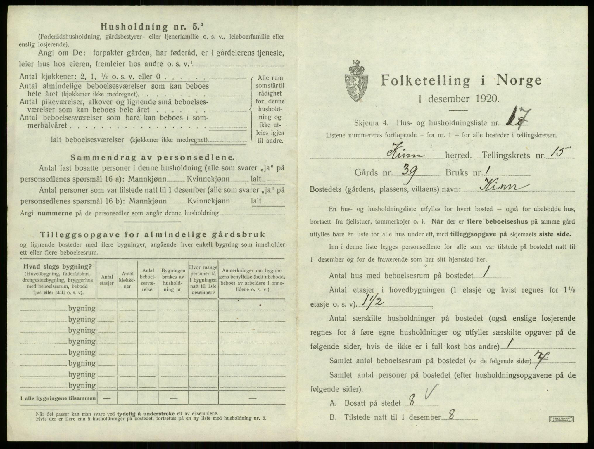 SAB, 1920 census for Kinn, 1920, p. 686