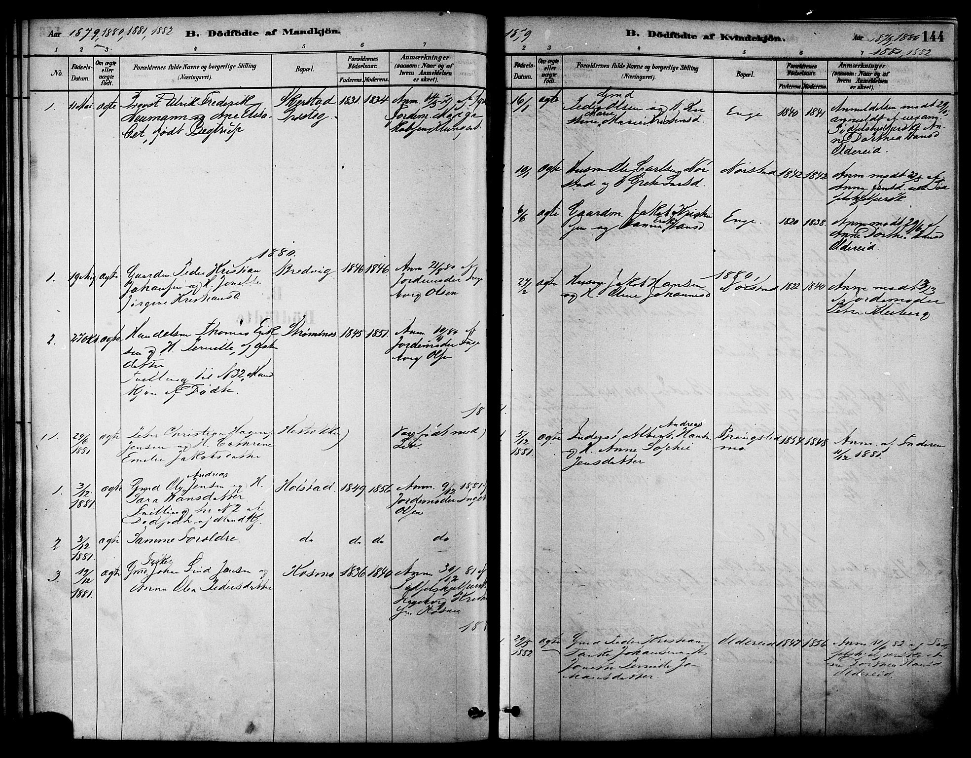 Ministerialprotokoller, klokkerbøker og fødselsregistre - Nordland, AV/SAT-A-1459/852/L0740: Parish register (official) no. 852A10, 1878-1894, p. 144