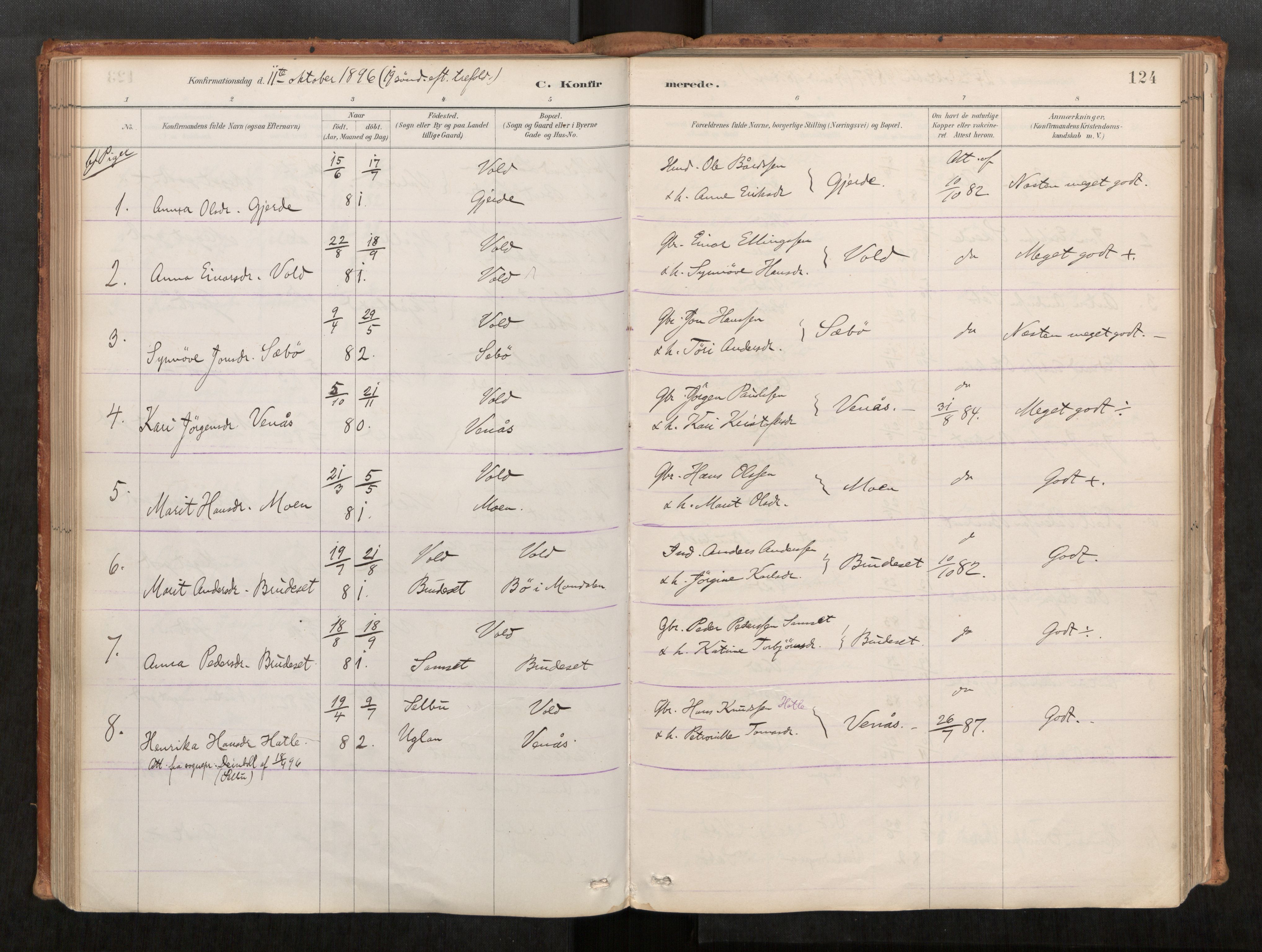 Ministerialprotokoller, klokkerbøker og fødselsregistre - Møre og Romsdal, AV/SAT-A-1454/543/L0568: Parish register (official) no. 543A03, 1885-1915, p. 124