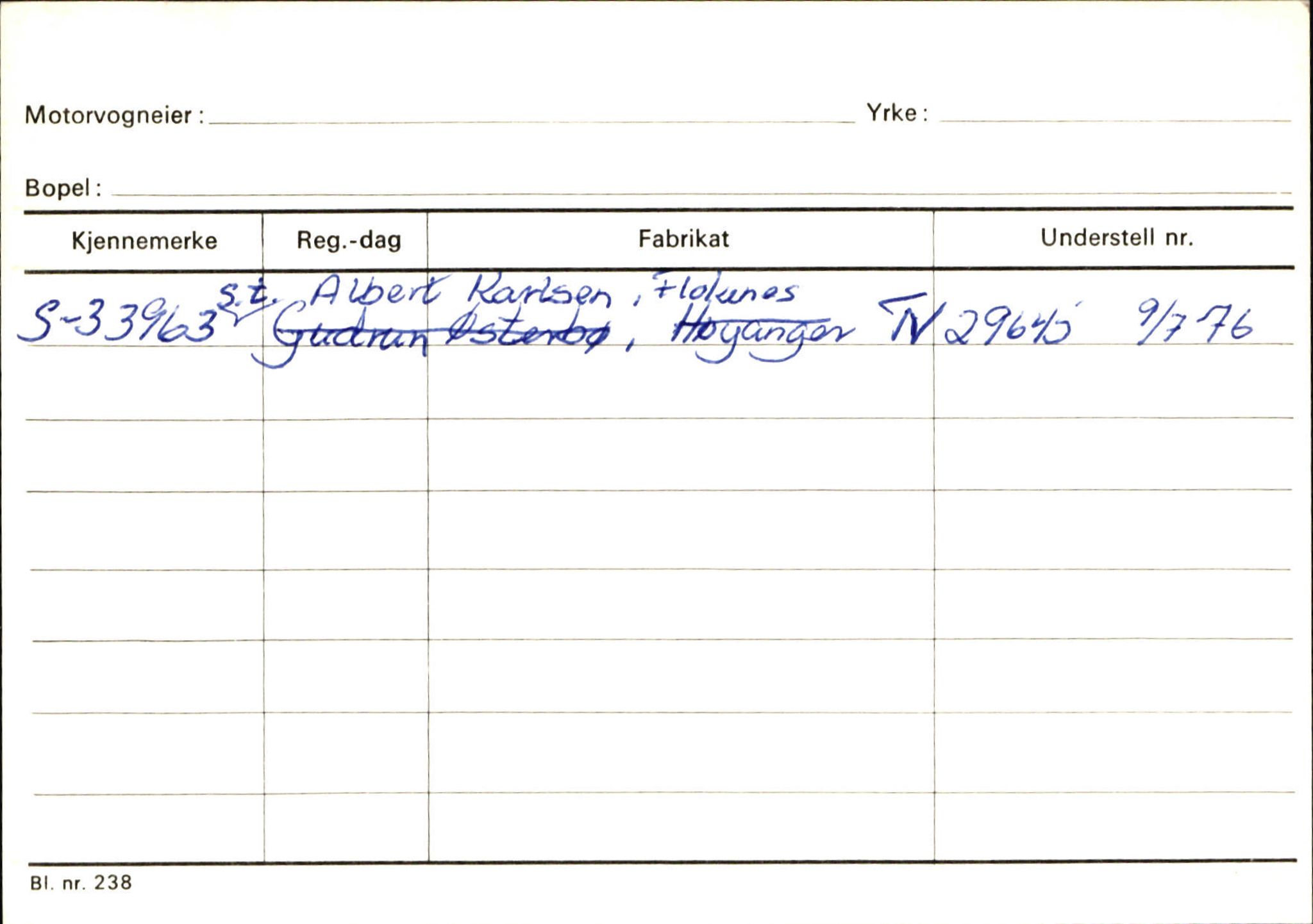 Statens vegvesen, Sogn og Fjordane vegkontor, AV/SAB-A-5301/4/F/L0131: Eigarregister Høyanger P-Å. Stryn S-Å, 1945-1975, p. 1023