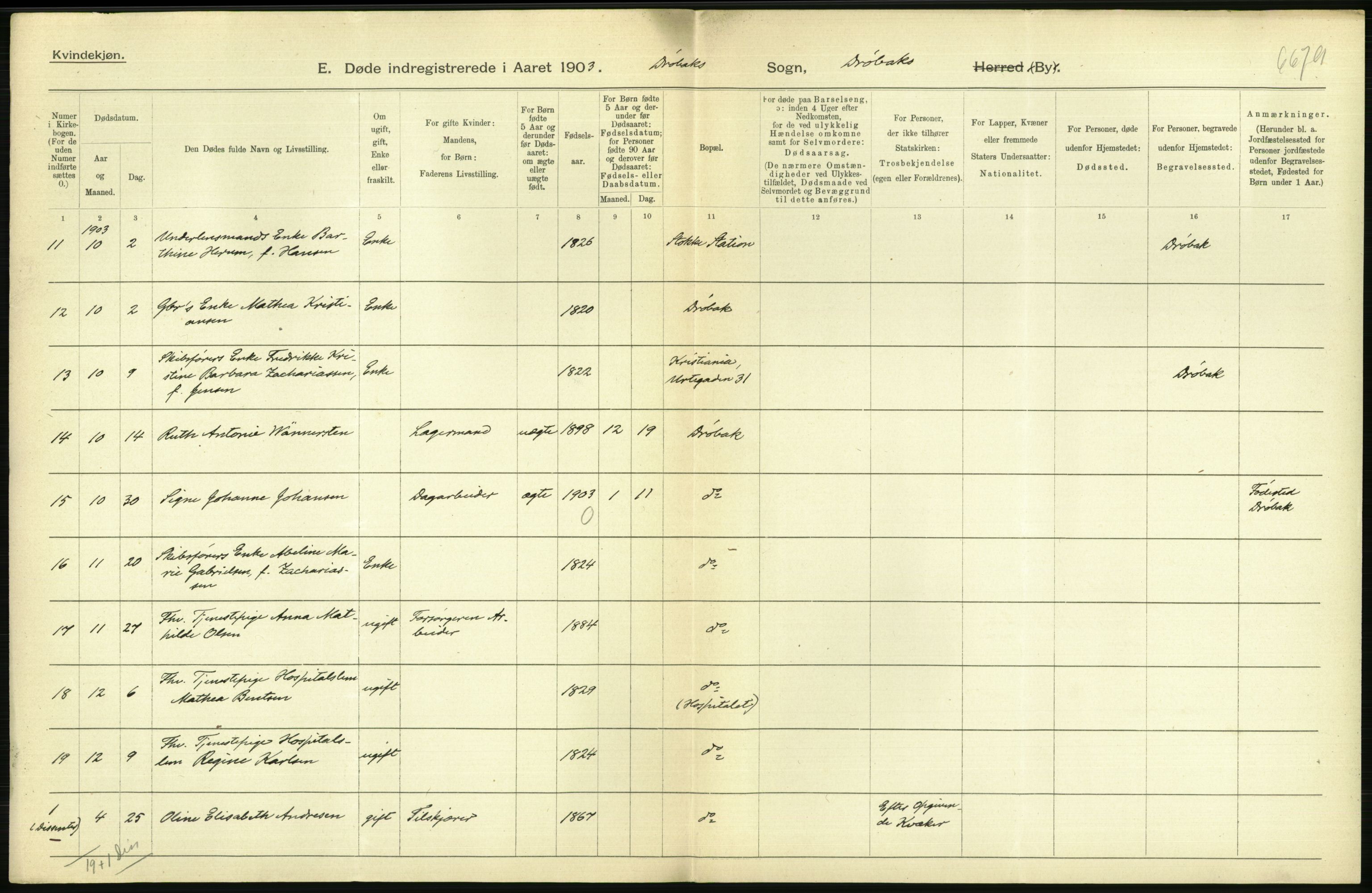 Statistisk sentralbyrå, Sosiodemografiske emner, Befolkning, AV/RA-S-2228/D/Df/Dfa/Dfaa/L0002: Akershus amt: Fødte, gifte, døde, 1903, p. 788