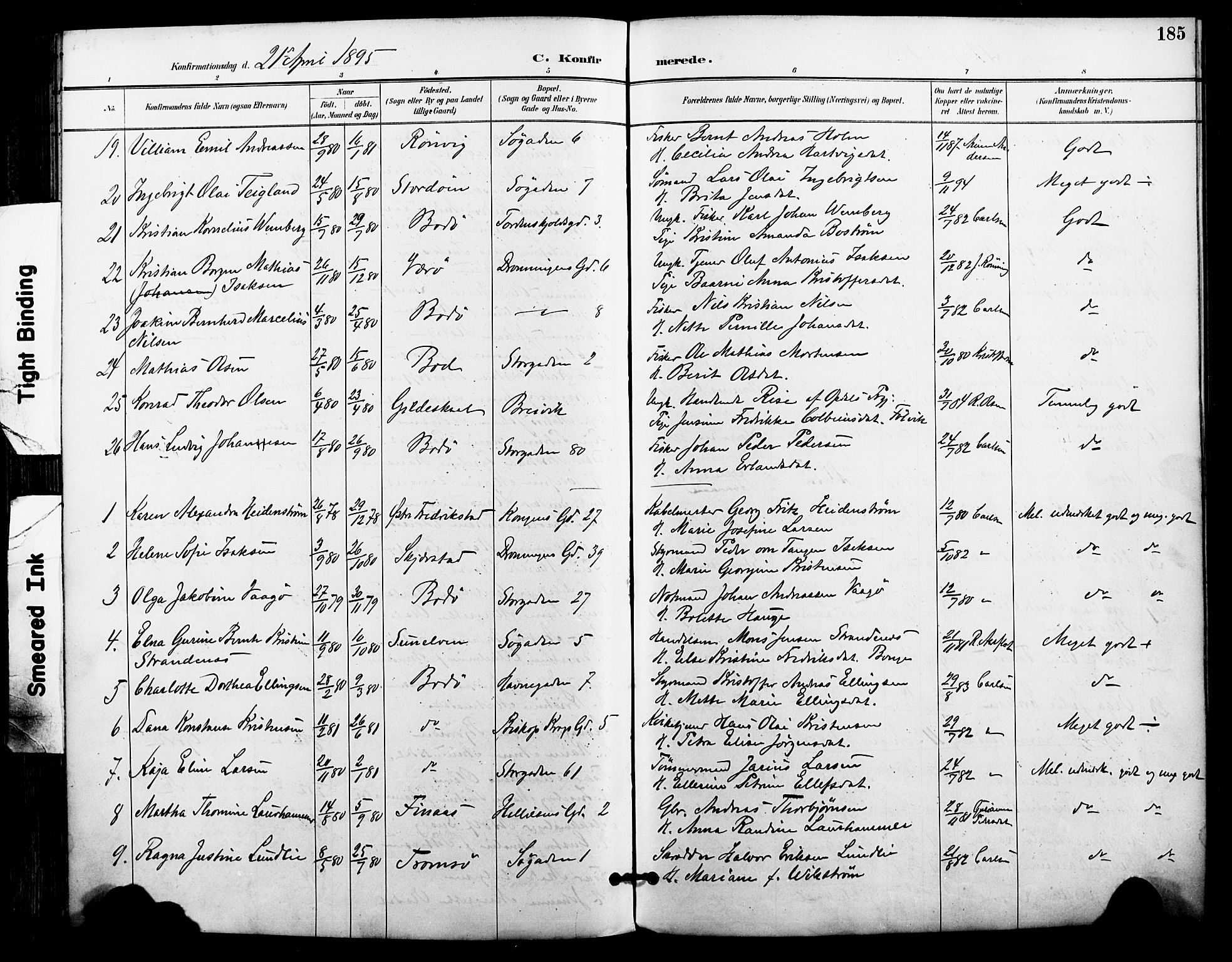 Ministerialprotokoller, klokkerbøker og fødselsregistre - Nordland, AV/SAT-A-1459/801/L0010: Parish register (official) no. 801A10, 1888-1899, p. 185