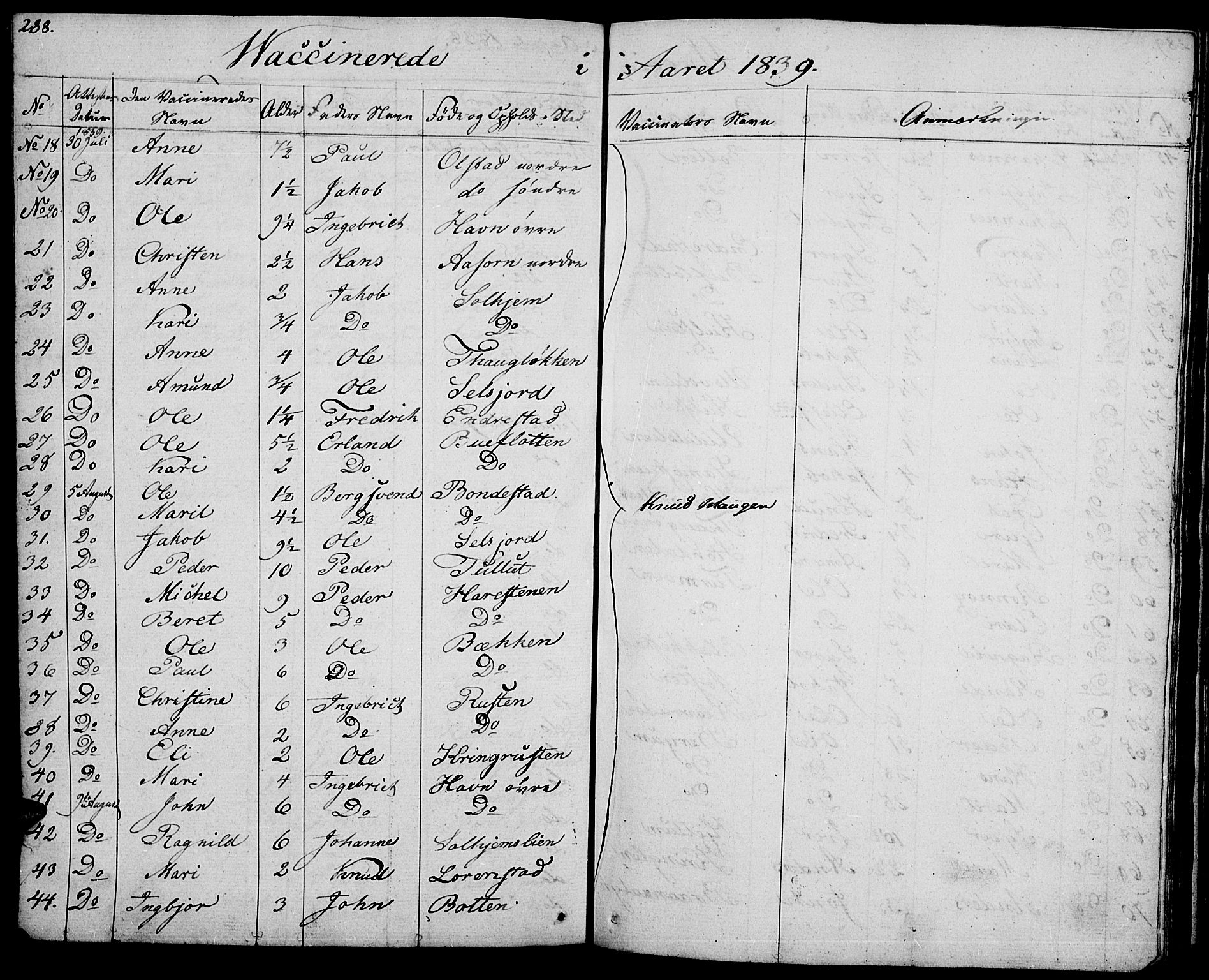 Vågå prestekontor, SAH/PREST-076/H/Ha/Haa/L0004: Parish register (official) no. 4 /1, 1827-1842, p. 288