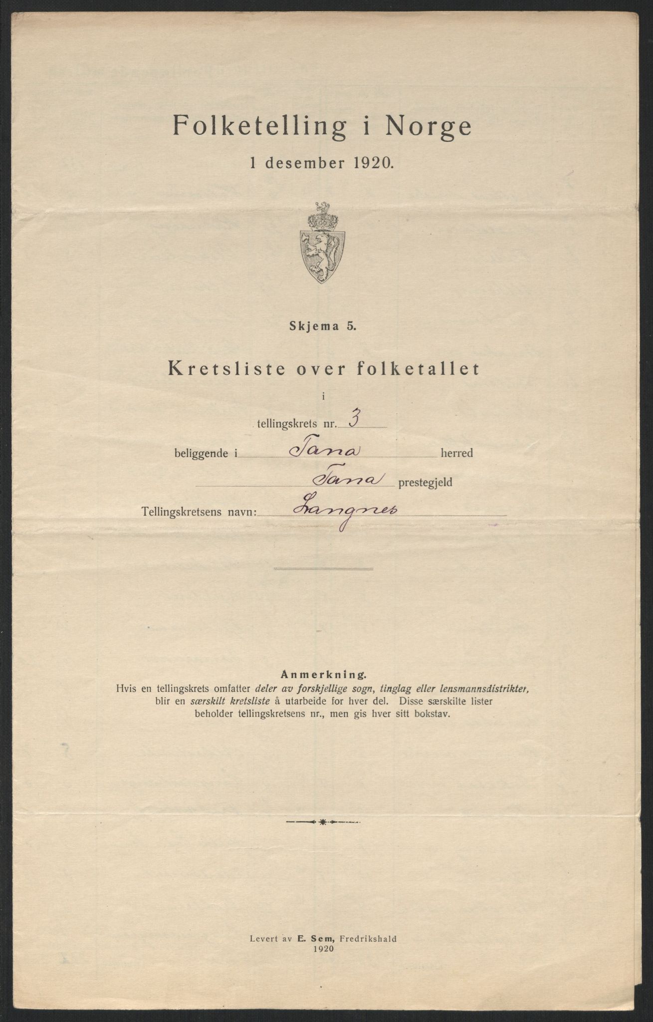 SATØ, 1920 census for Tana, 1920, p. 12