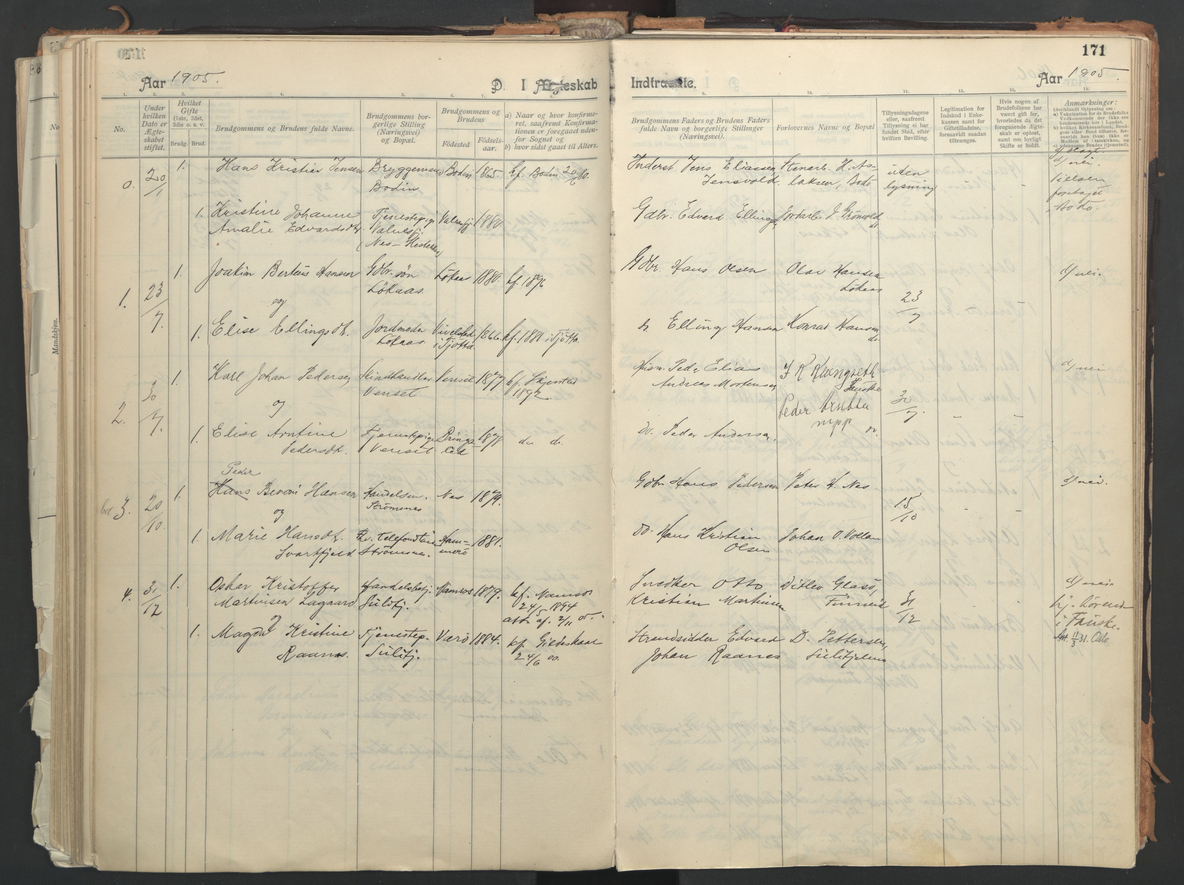 Ministerialprotokoller, klokkerbøker og fødselsregistre - Nordland, AV/SAT-A-1459/851/L0724: Parish register (official) no. 851A01, 1901-1922, p. 171