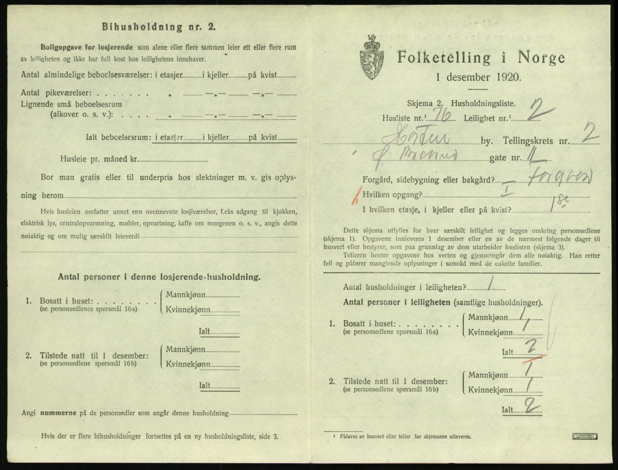 SAKO, 1920 census for Horten, 1920, p. 3617