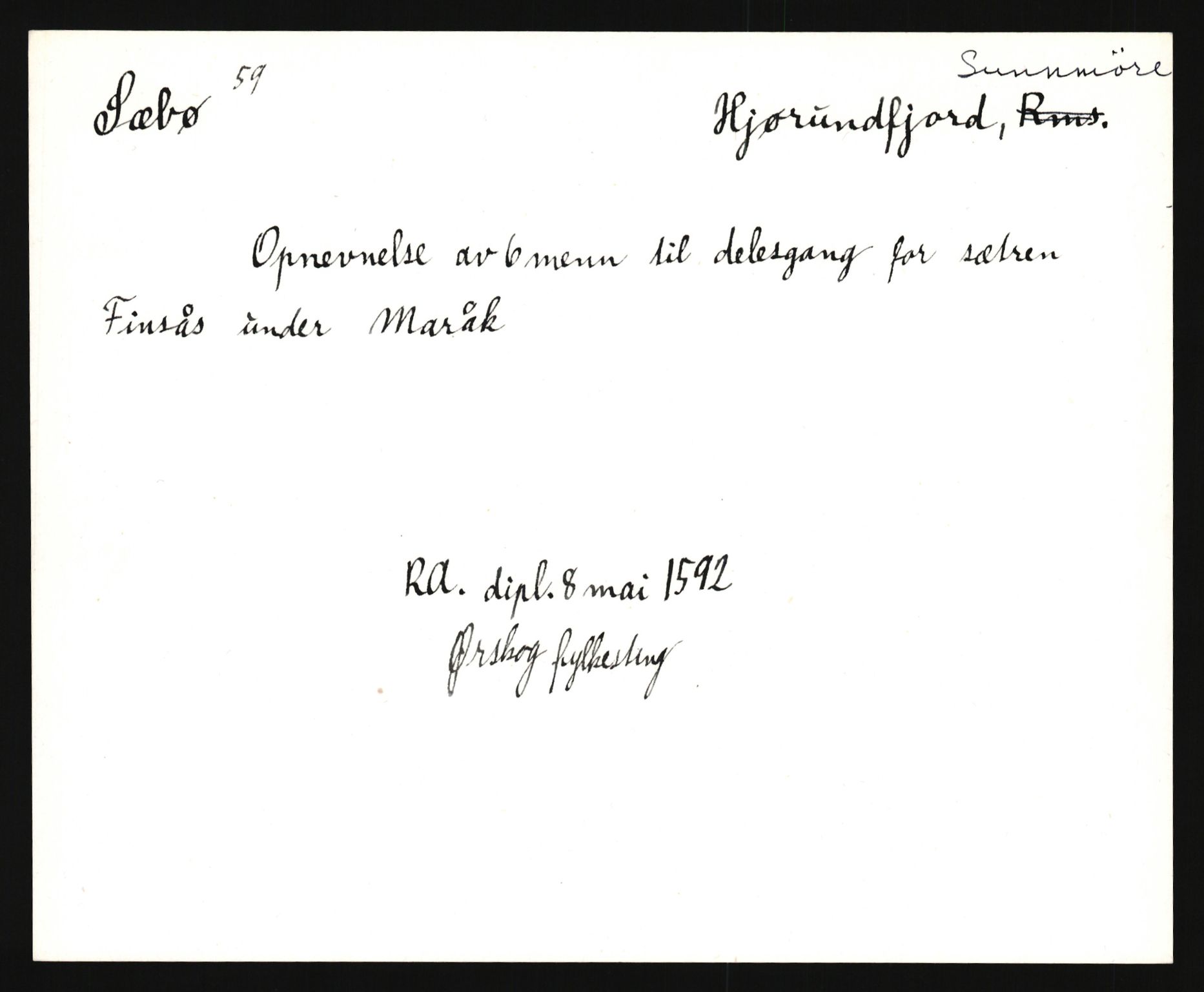 Riksarkivets diplomsamling, AV/RA-EA-5965/F35/F35e/L0031: Registreringssedler Møre og Romsdal, 1400-1700, p. 177