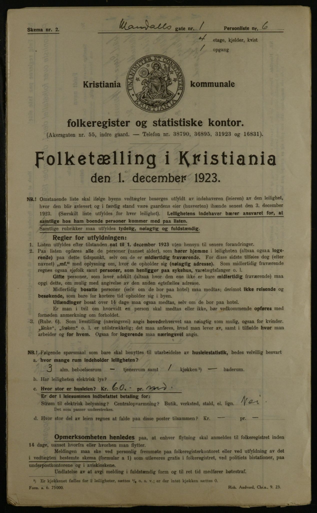 OBA, Municipal Census 1923 for Kristiania, 1923, p. 66839