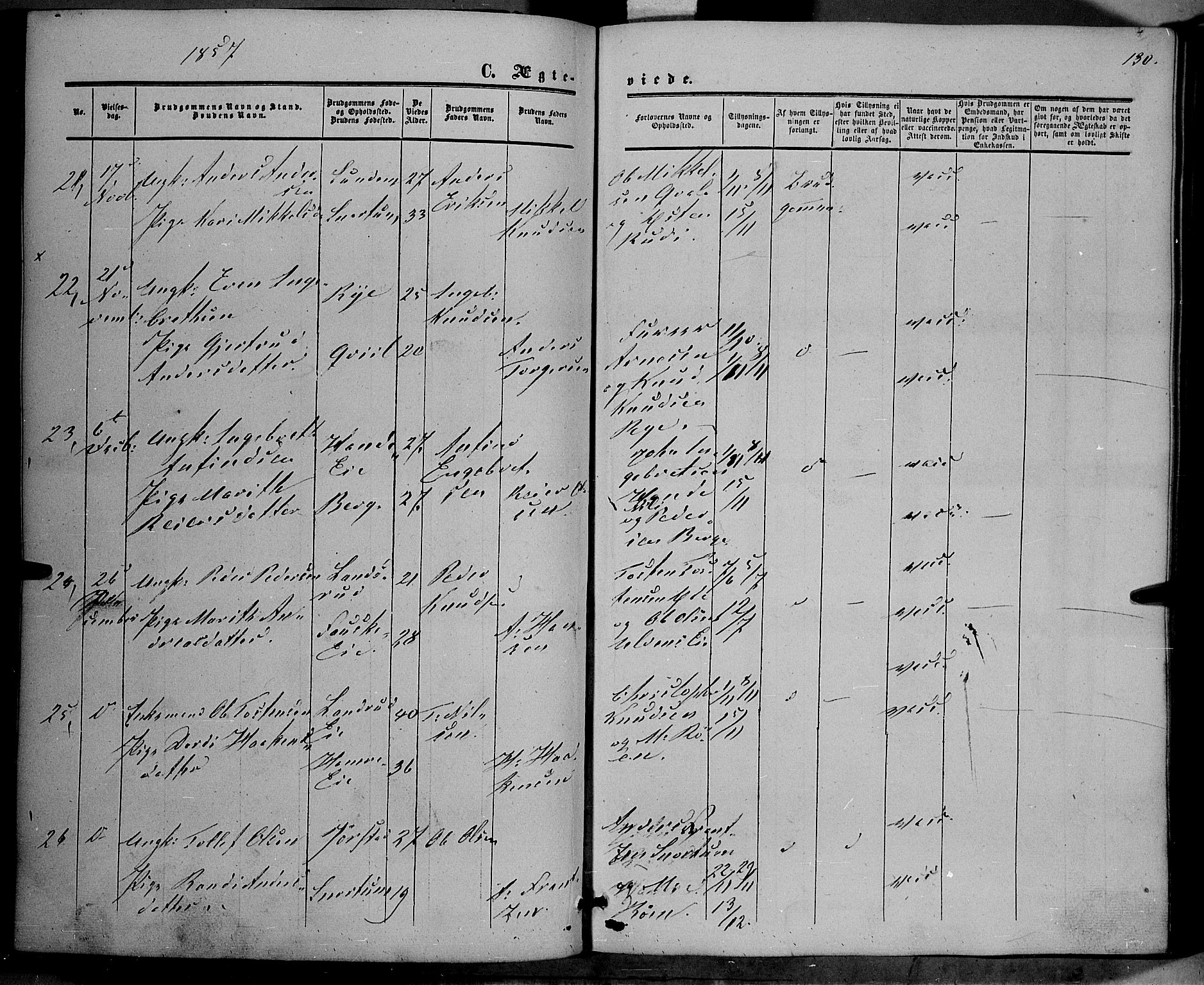Vestre Slidre prestekontor, SAH/PREST-136/H/Ha/Haa/L0002: Parish register (official) no. 2, 1856-1864, p. 130