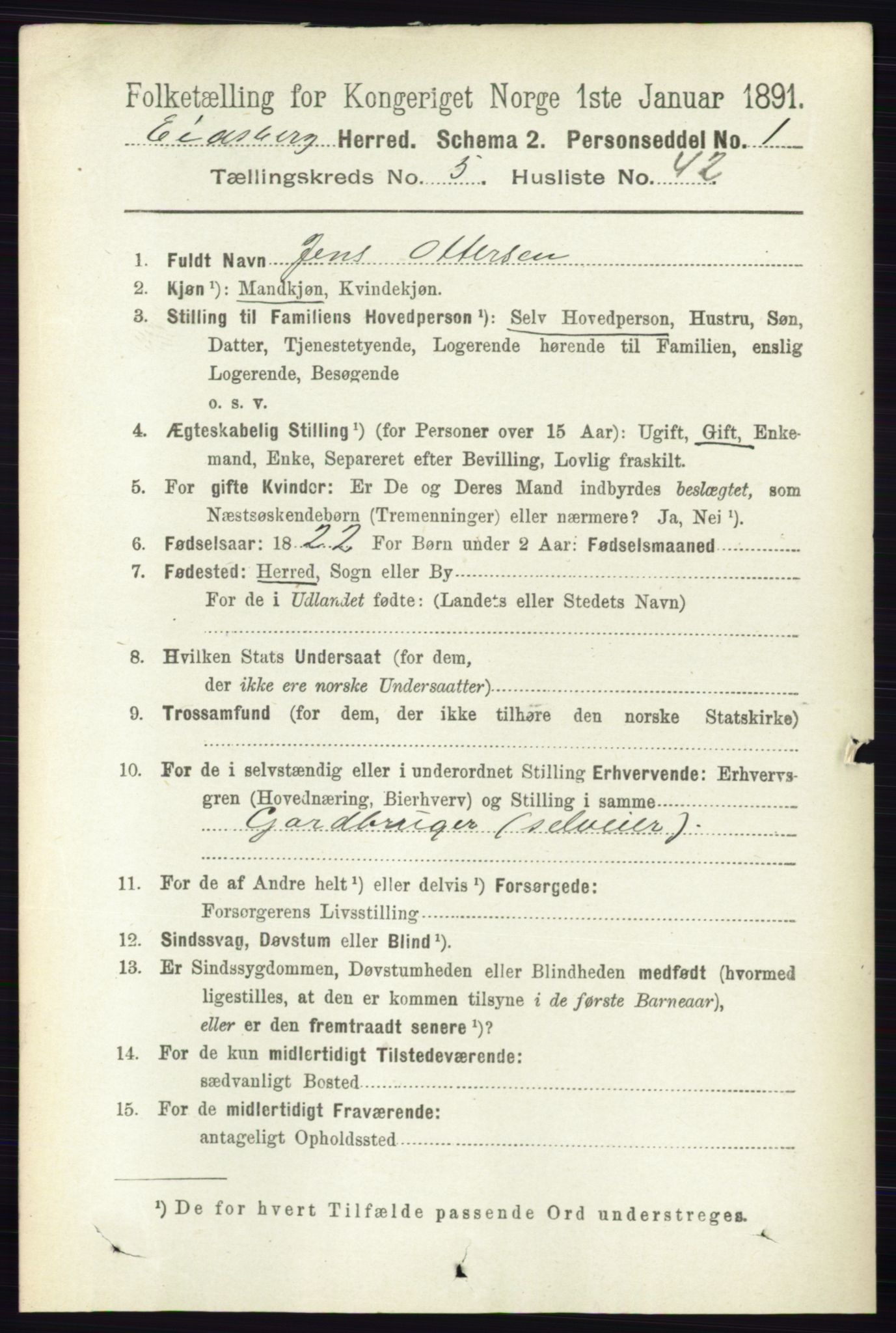 RA, 1891 census for 0125 Eidsberg, 1891, p. 3232