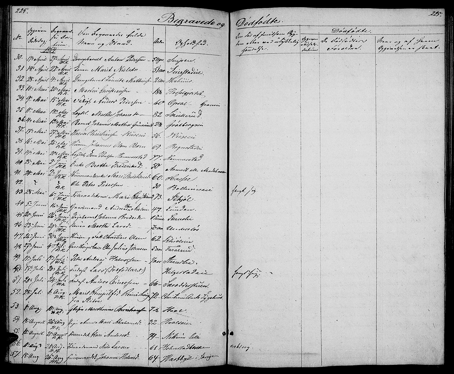 Østre Toten prestekontor, SAH/PREST-104/H/Ha/Hab/L0003: Parish register (copy) no. 3, 1848-1857, p. 225