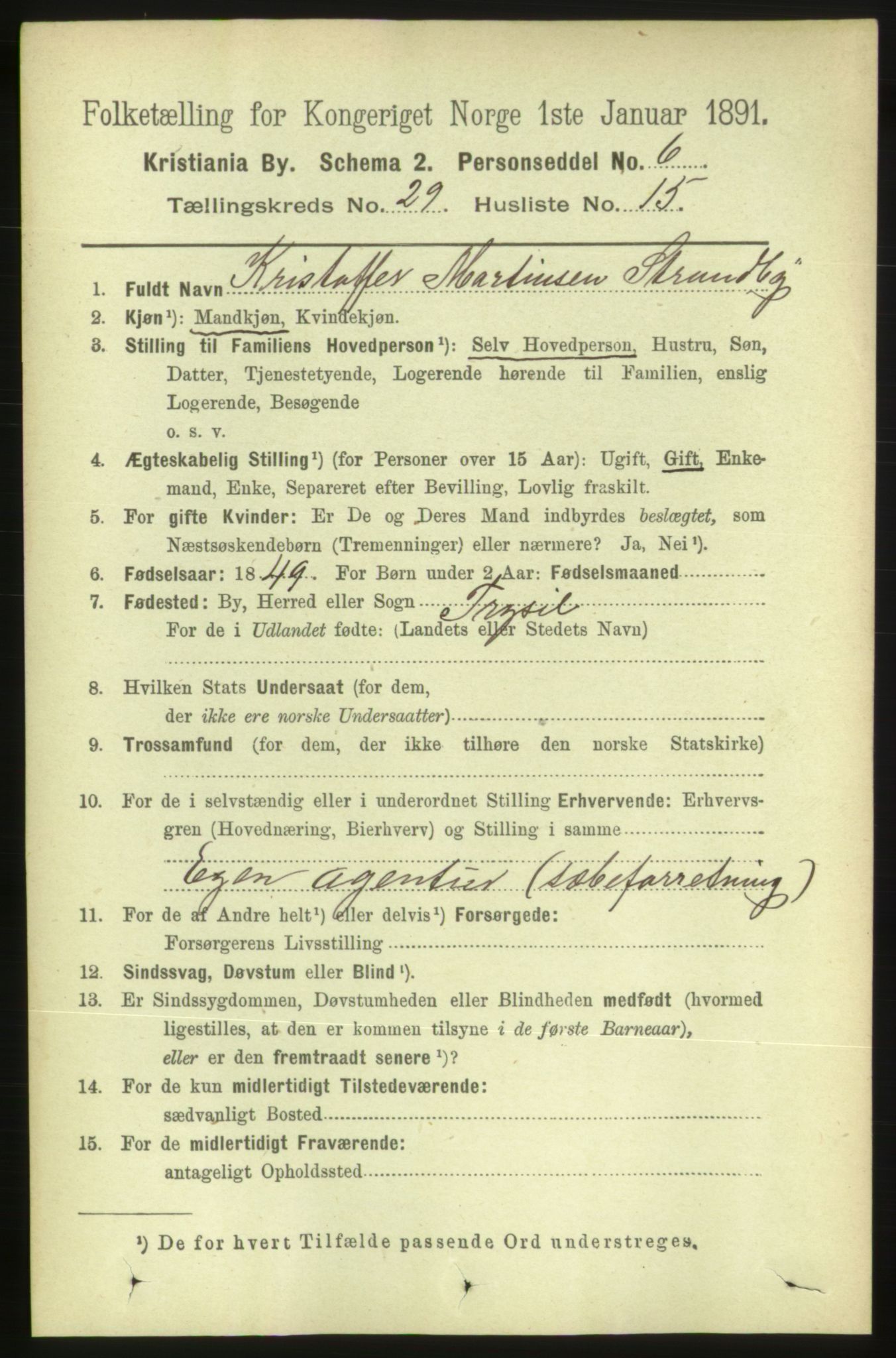 RA, 1891 census for 0301 Kristiania, 1891, p. 15247
