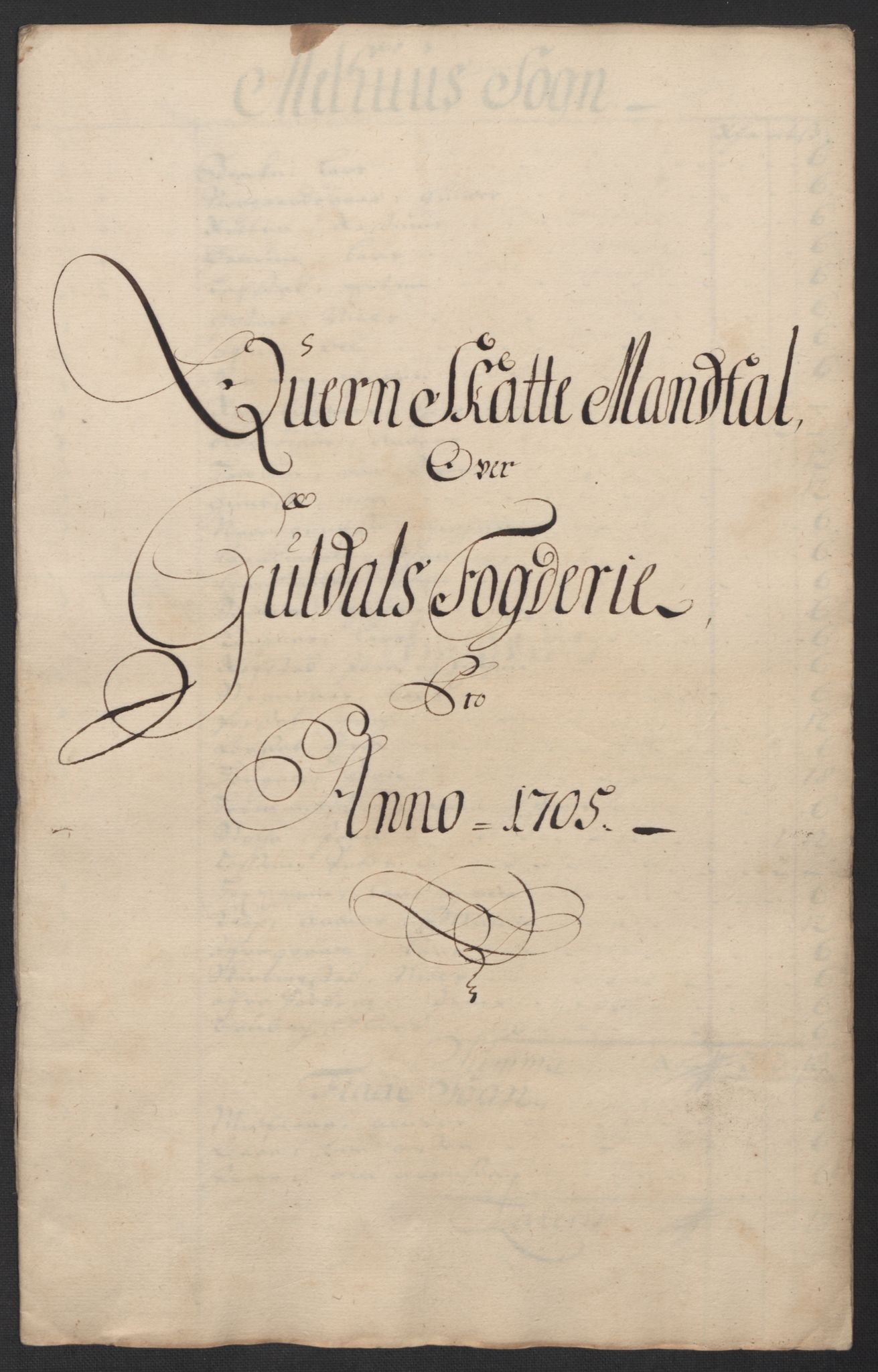 Rentekammeret inntil 1814, Reviderte regnskaper, Fogderegnskap, AV/RA-EA-4092/R60/L3955: Fogderegnskap Orkdal og Gauldal, 1705, p. 344