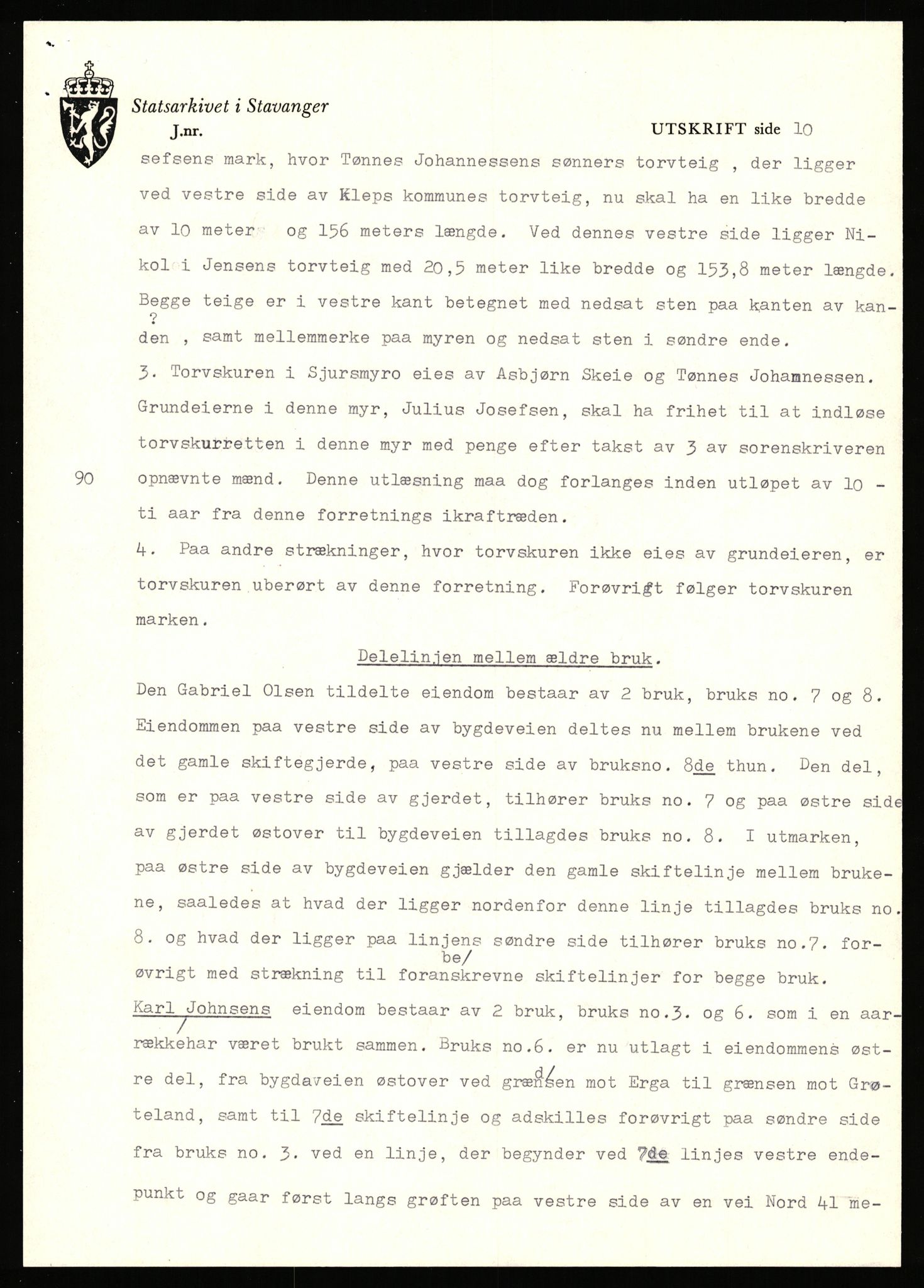 Statsarkivet i Stavanger, AV/SAST-A-101971/03/Y/Yj/L0066: Avskrifter sortert etter gårdsnavn: Pedersro - Prestegården i Suldal, 1750-1930, p. 31