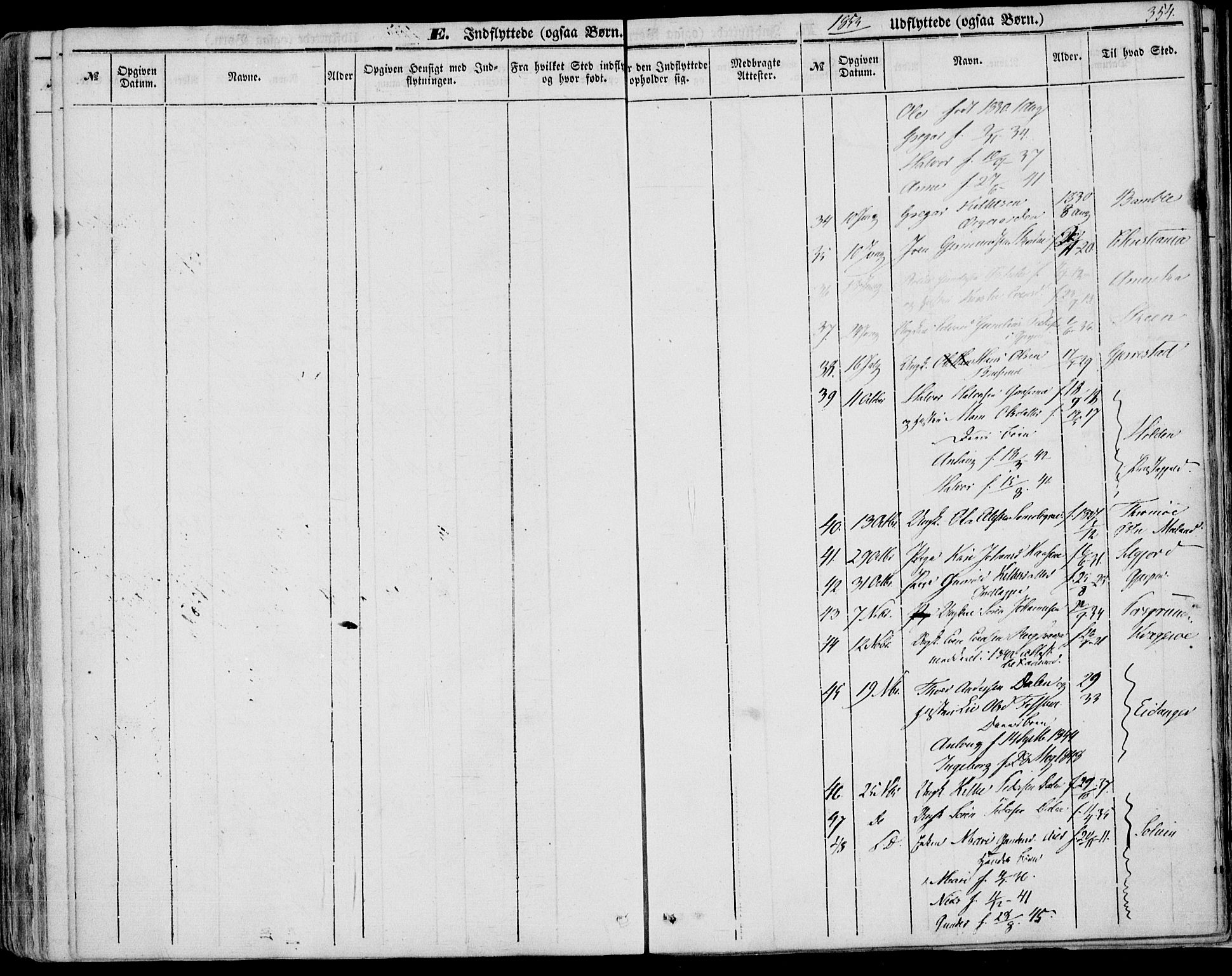 Bø kirkebøker, AV/SAKO-A-257/F/Fa/L0008: Parish register (official) no. 8, 1849-1861, p. 354