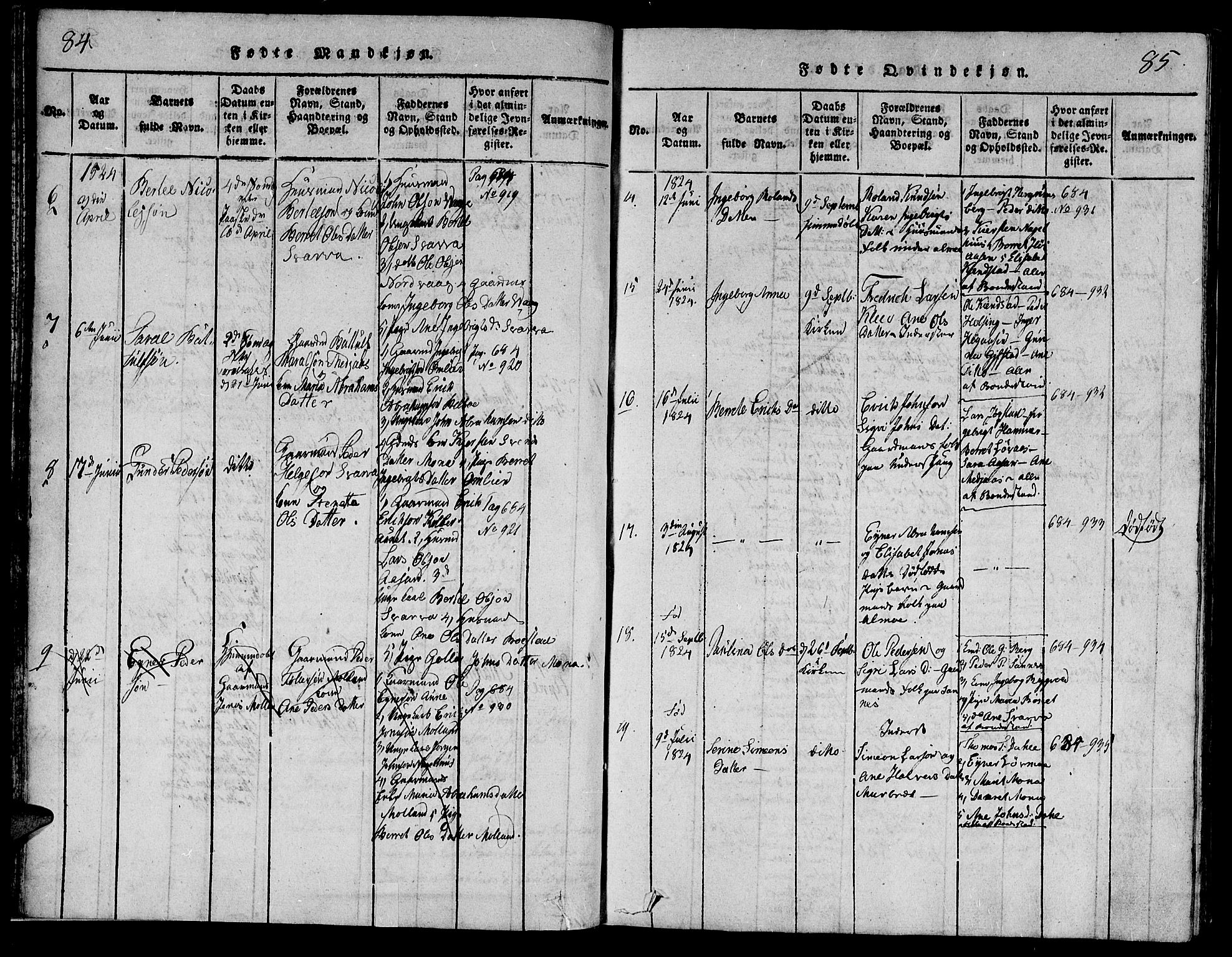 Ministerialprotokoller, klokkerbøker og fødselsregistre - Nord-Trøndelag, AV/SAT-A-1458/749/L0479: Parish register (copy) no. 749C01, 1817-1829, p. 84-85