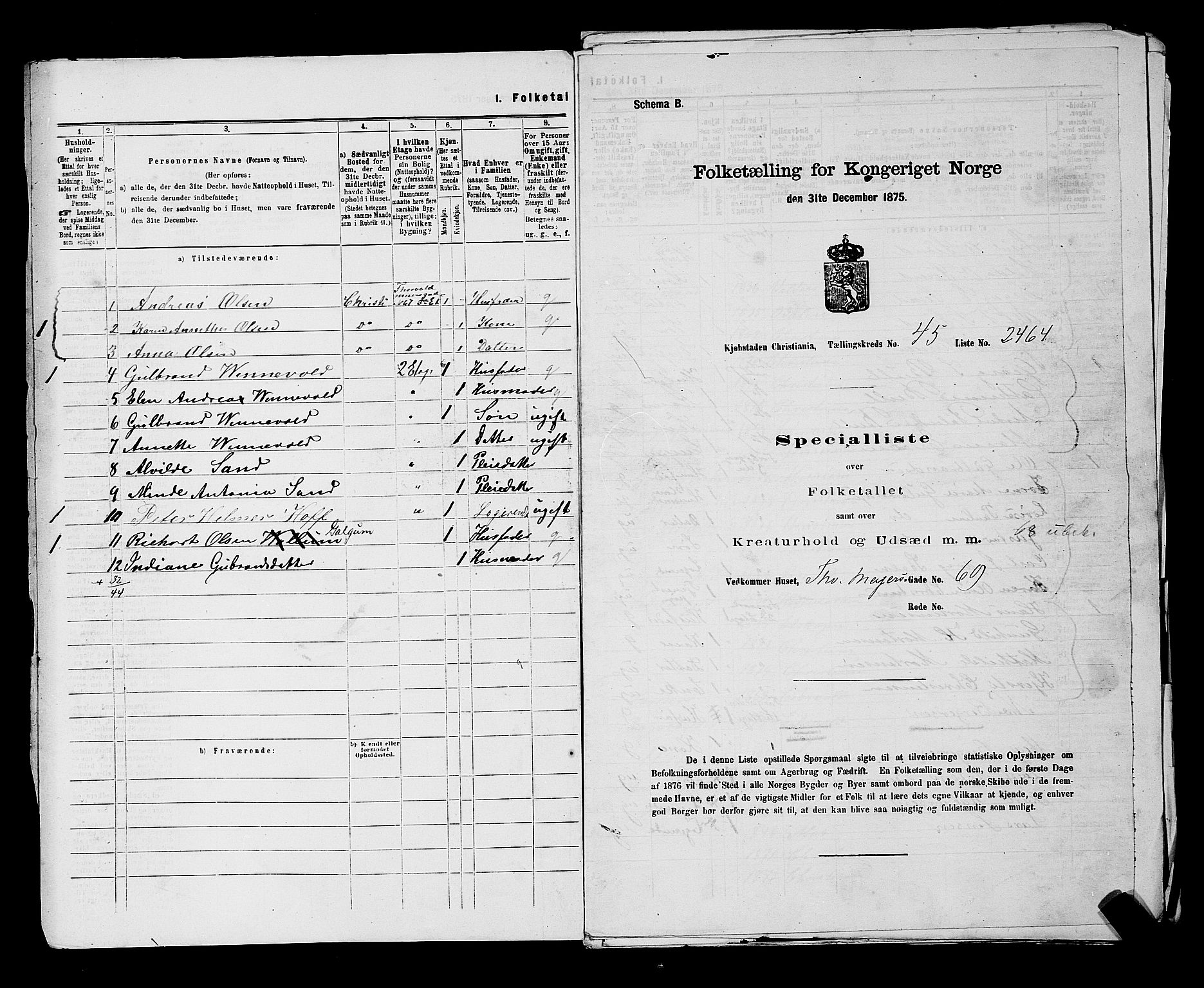RA, 1875 census for 0301 Kristiania, 1875, p. 6884