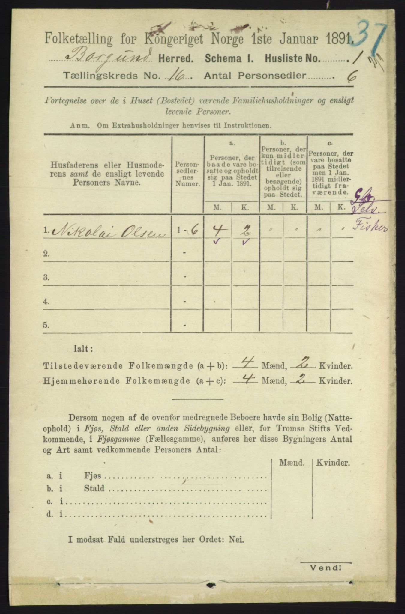 RA, 1891 census for 1531 Borgund, 1891, p. 4743