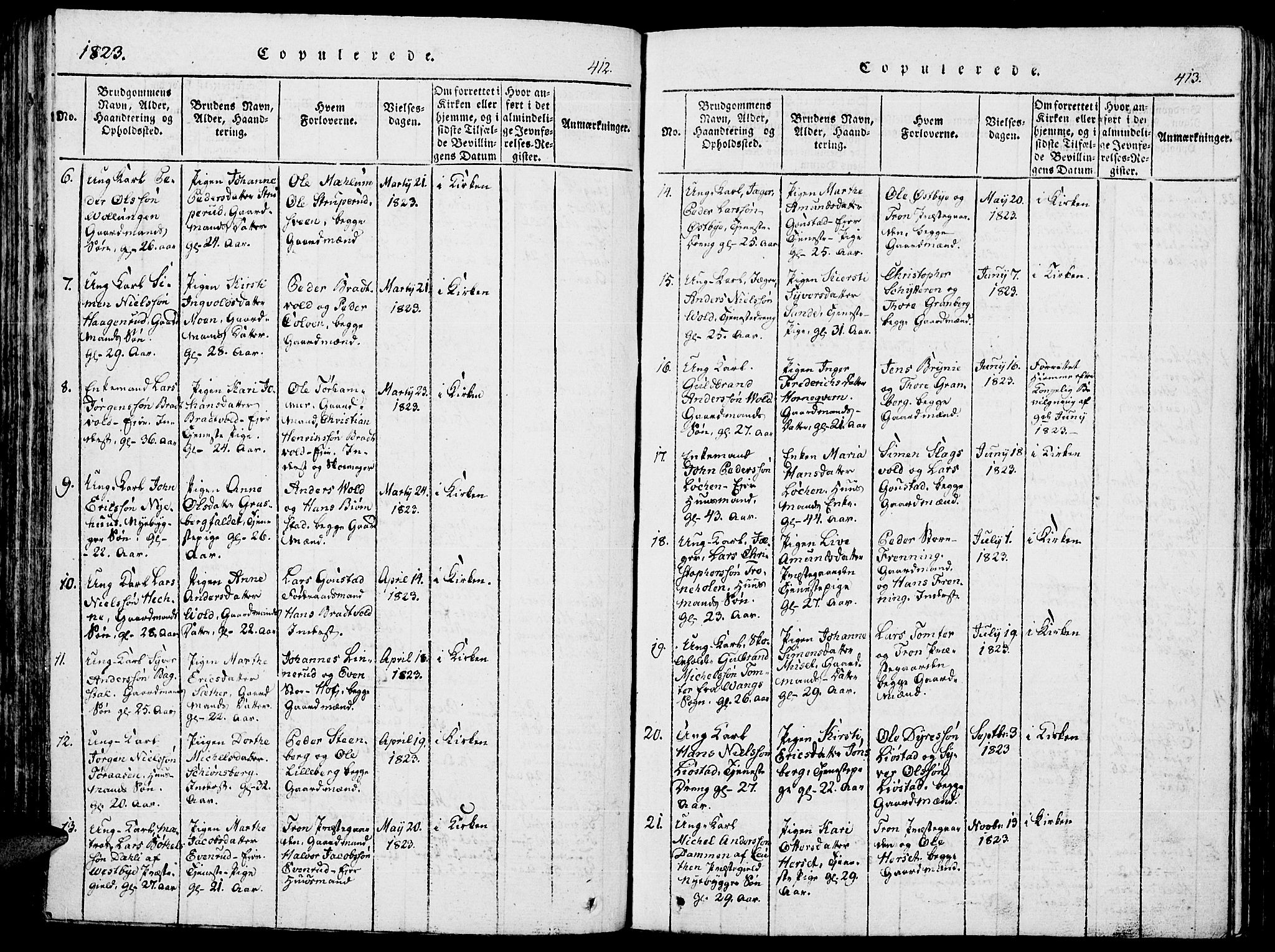 Romedal prestekontor, SAH/PREST-004/K/L0002: Parish register (official) no. 2, 1814-1828, p. 412-413
