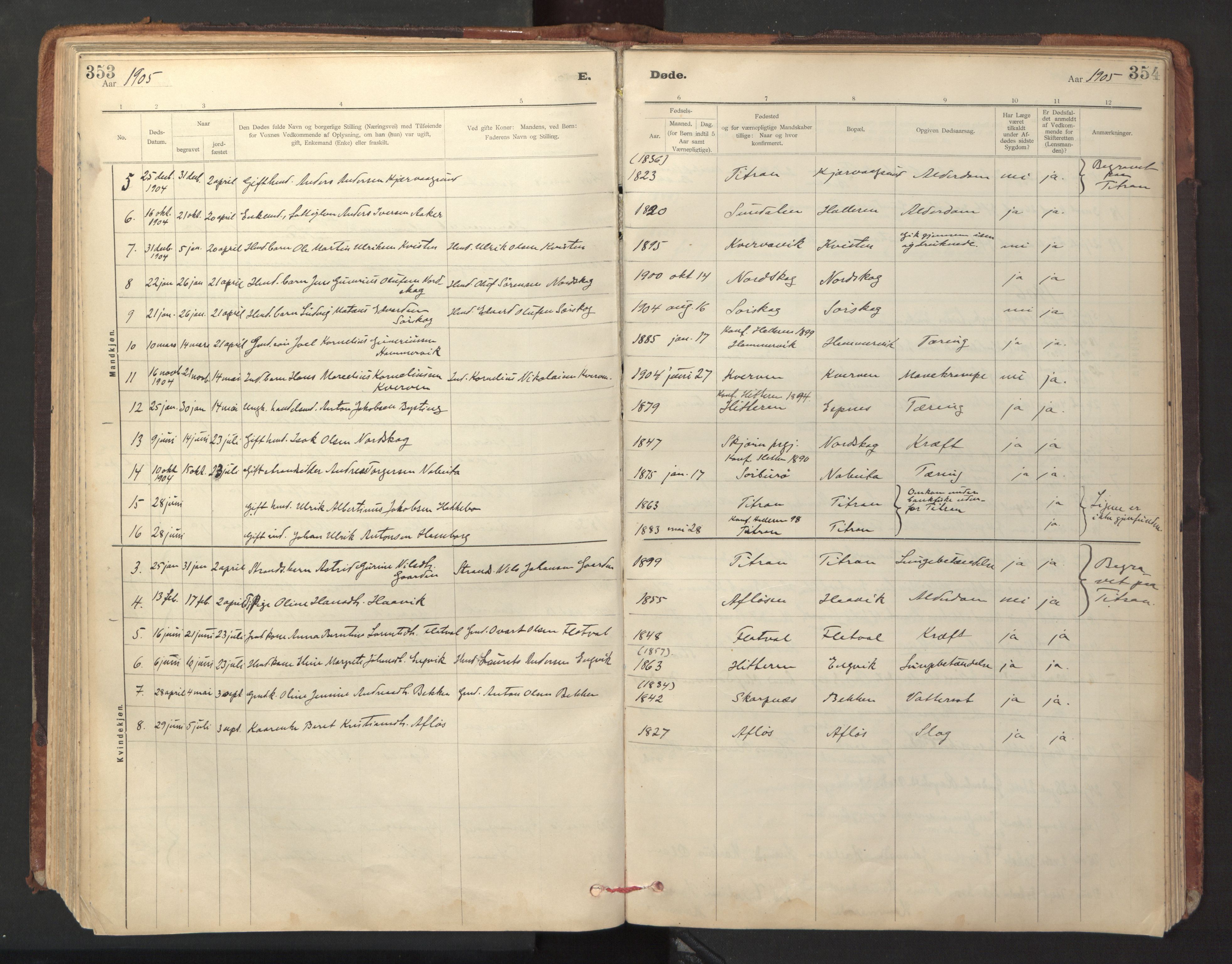 Ministerialprotokoller, klokkerbøker og fødselsregistre - Sør-Trøndelag, SAT/A-1456/641/L0596: Parish register (official) no. 641A02, 1898-1915, p. 353-354