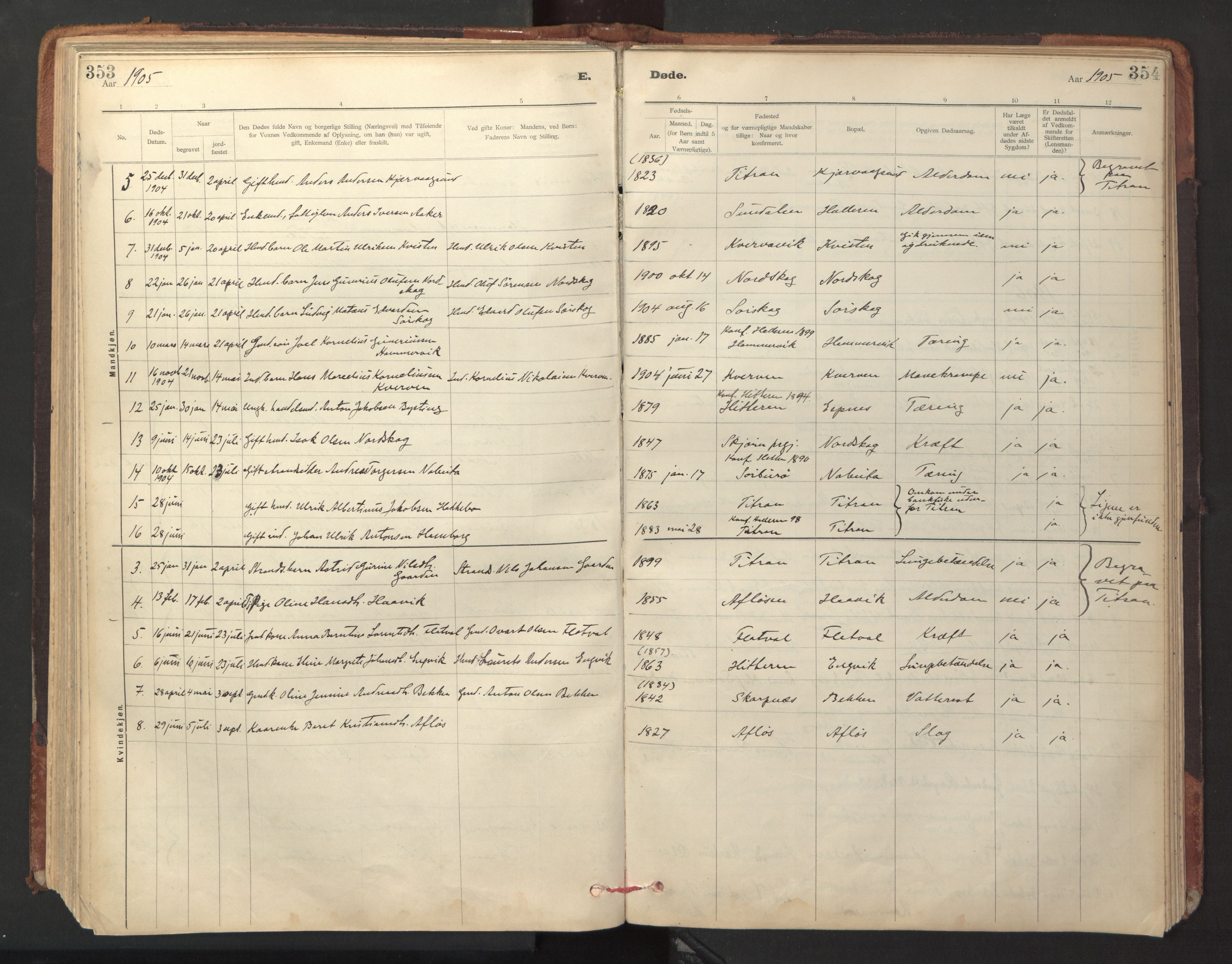 Ministerialprotokoller, klokkerbøker og fødselsregistre - Sør-Trøndelag, AV/SAT-A-1456/641/L0596: Parish register (official) no. 641A02, 1898-1915, p. 353-354