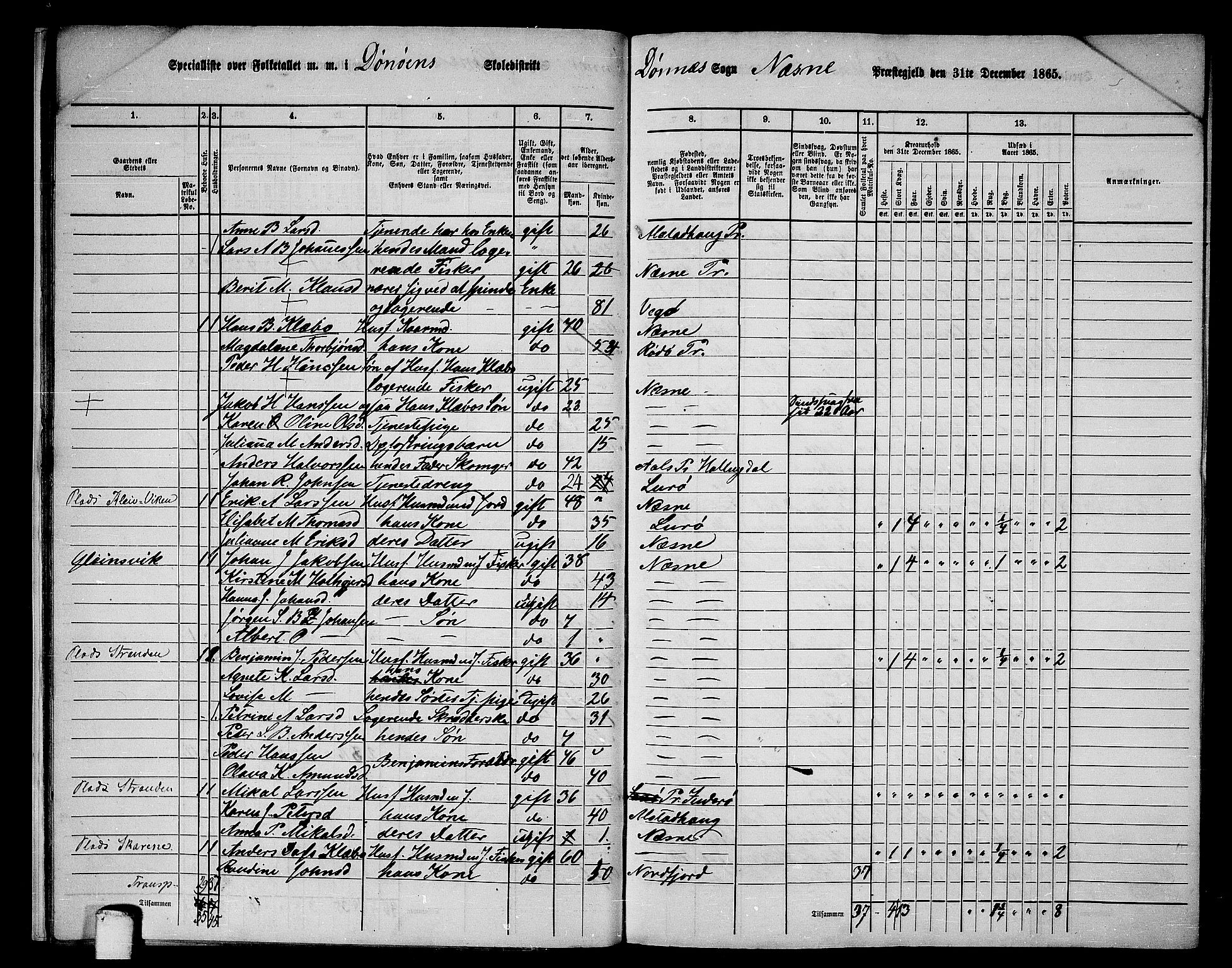 RA, 1865 census for Nesna, 1865, p. 20