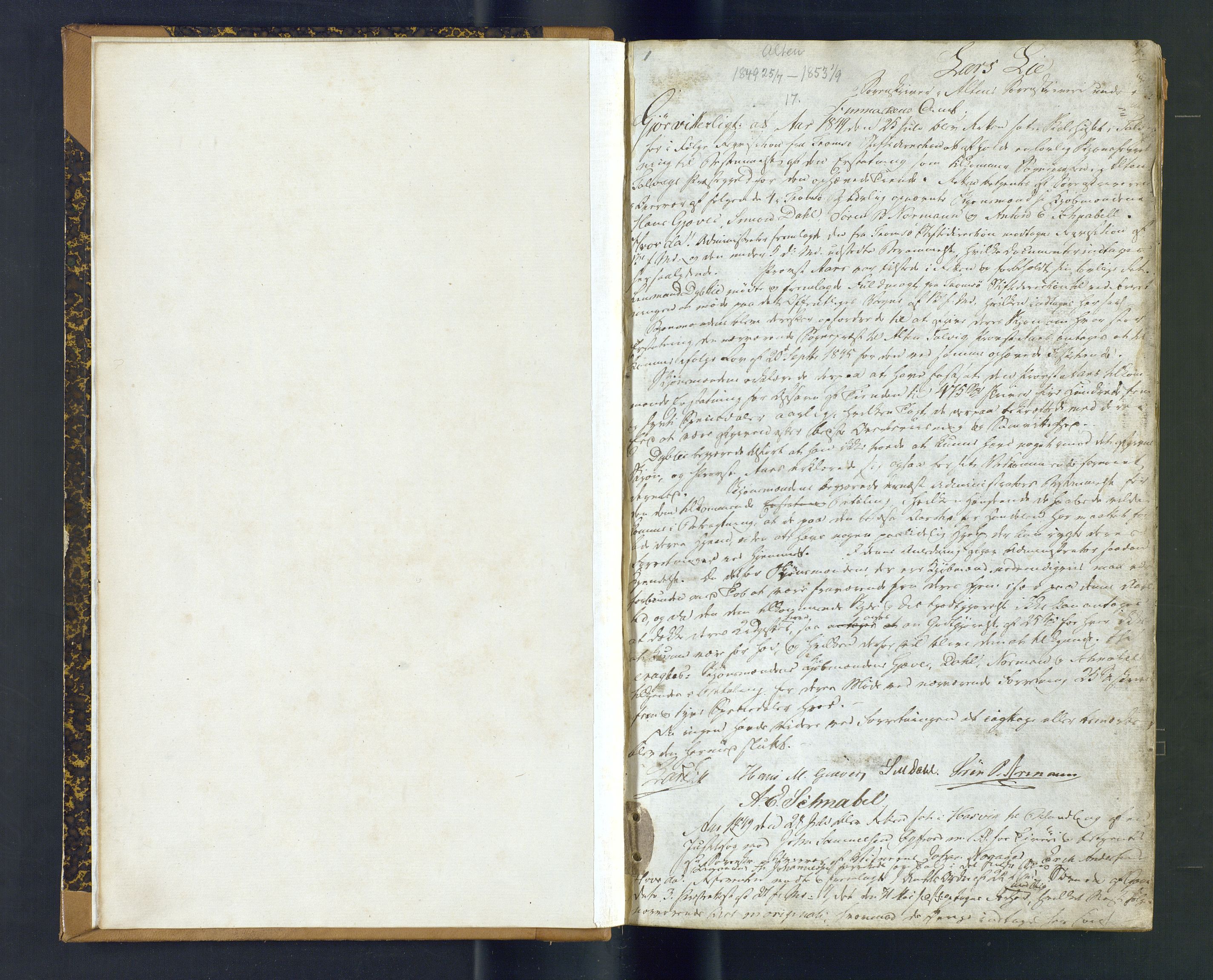 Alta fogderi/sorenskriveri, AV/SATØ-SATØ-5/1/J/Jb/L0170: Ekstrarettsprotokoll, 1849-1853, p. 1