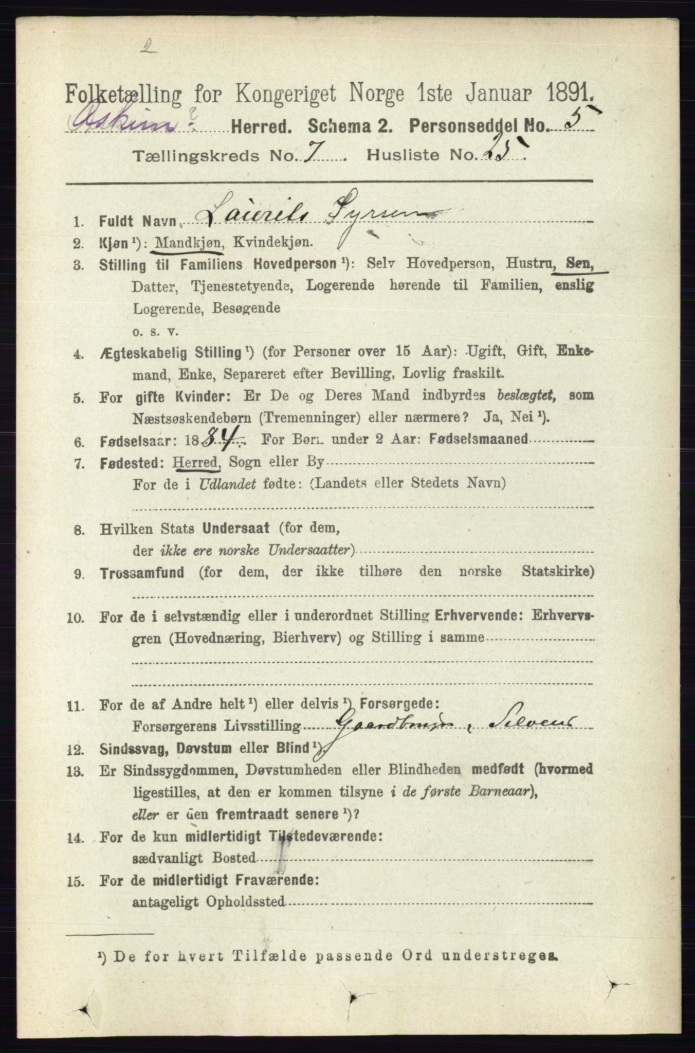 RA, 1891 census for 0124 Askim, 1891, p. 1153