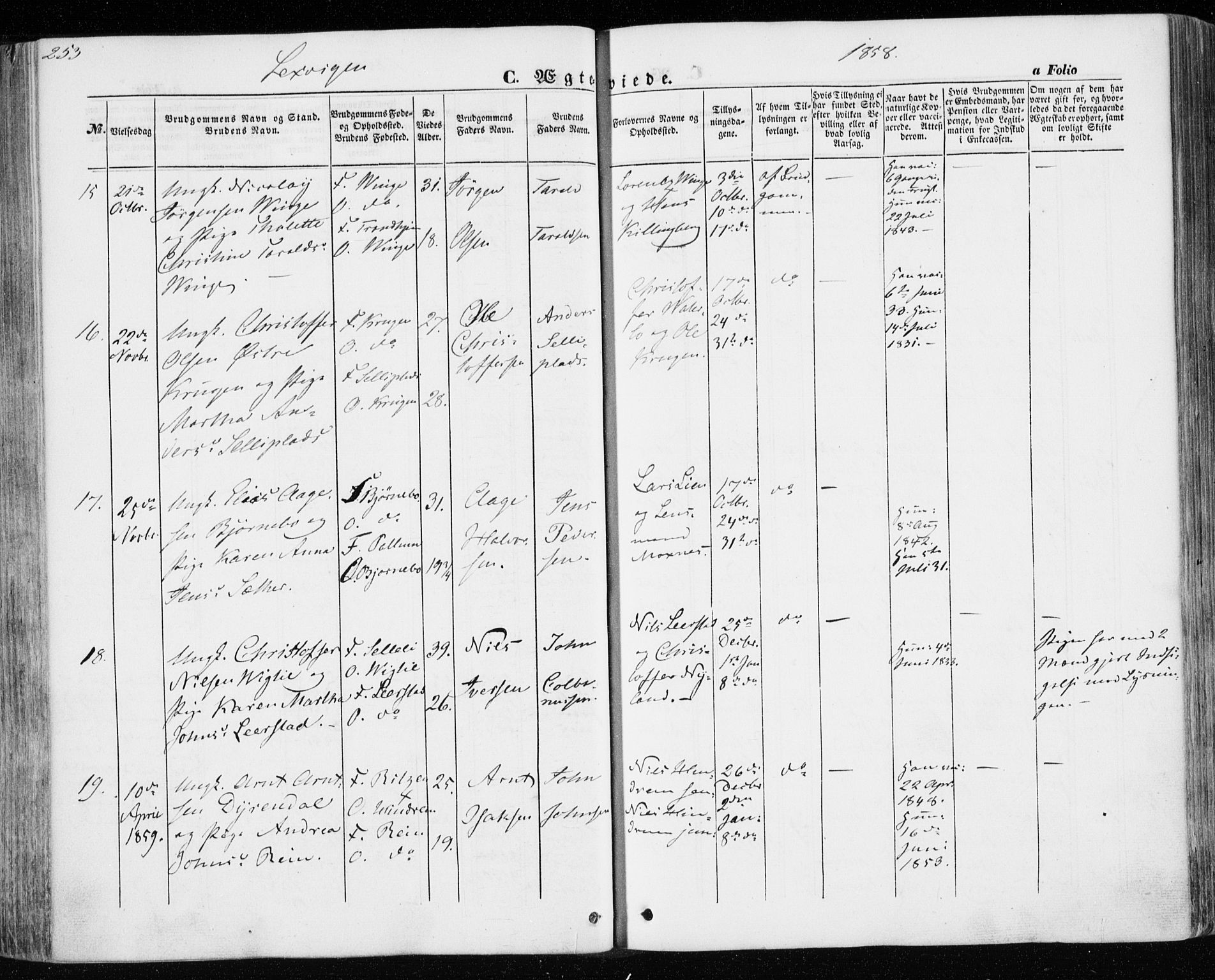 Ministerialprotokoller, klokkerbøker og fødselsregistre - Nord-Trøndelag, AV/SAT-A-1458/701/L0008: Parish register (official) no. 701A08 /1, 1854-1863, p. 253