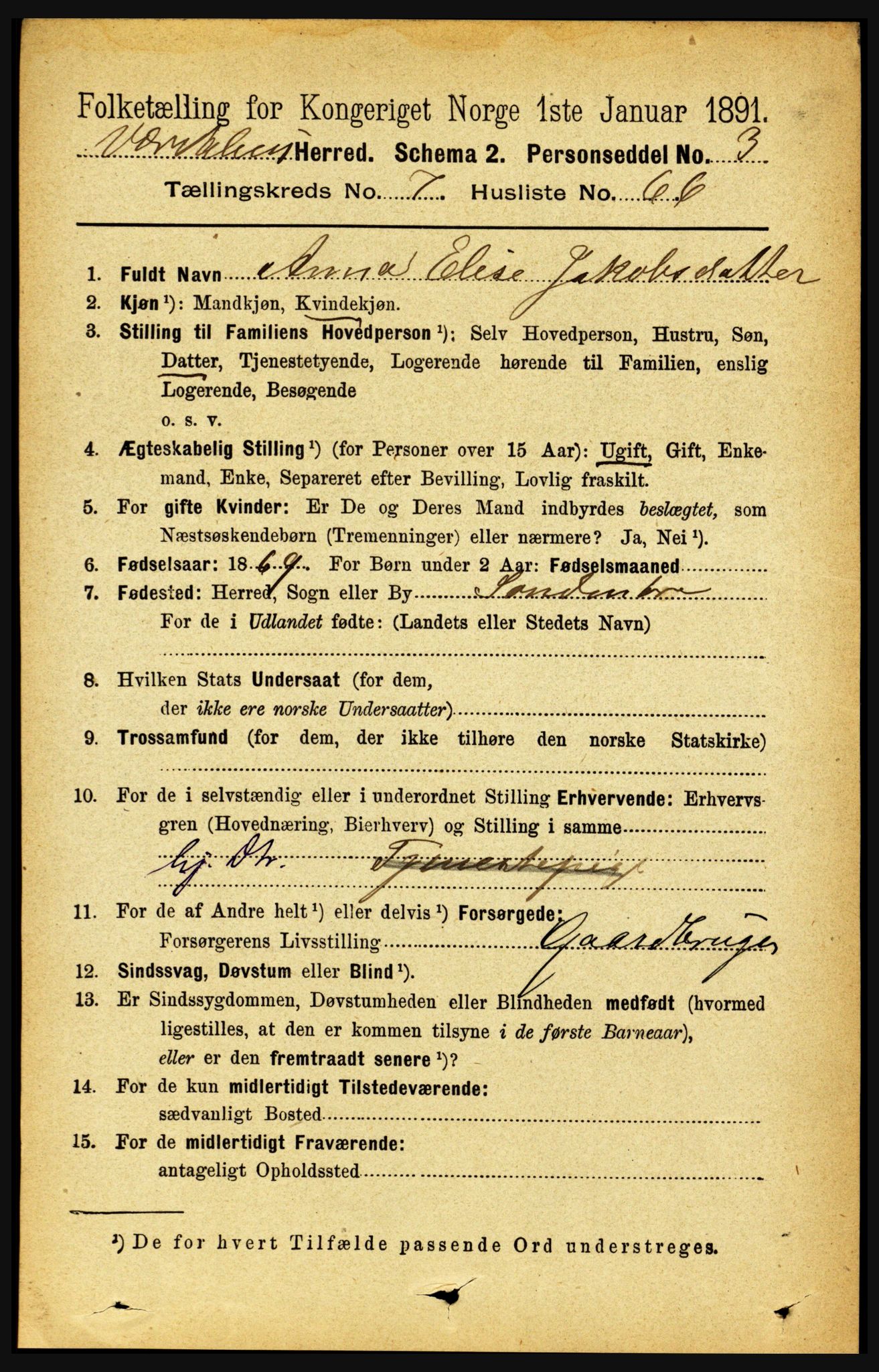 RA, 1891 census for 1721 Verdal, 1891, p. 4326