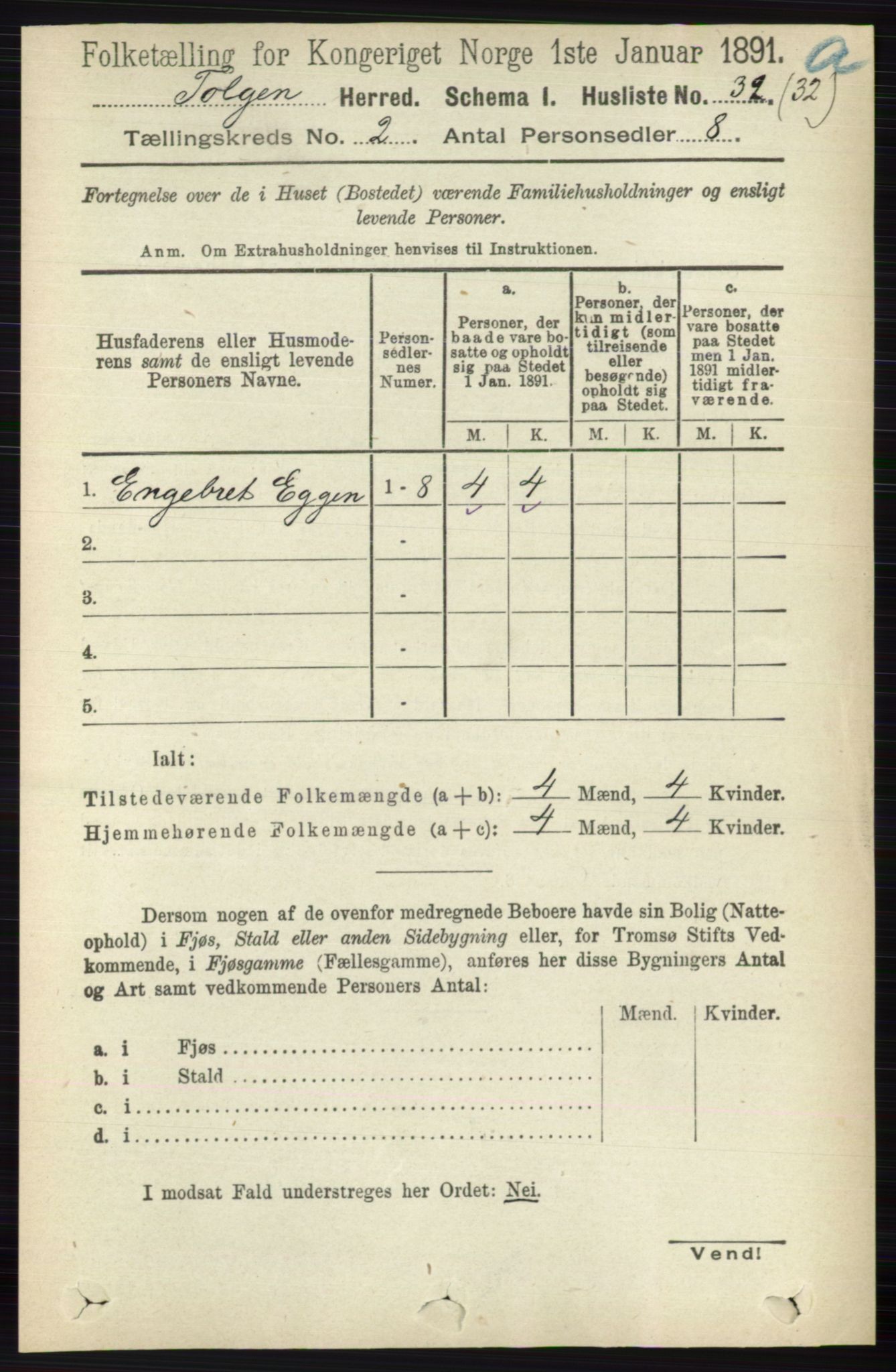 RA, 1891 census for 0436 Tolga, 1891, p. 277