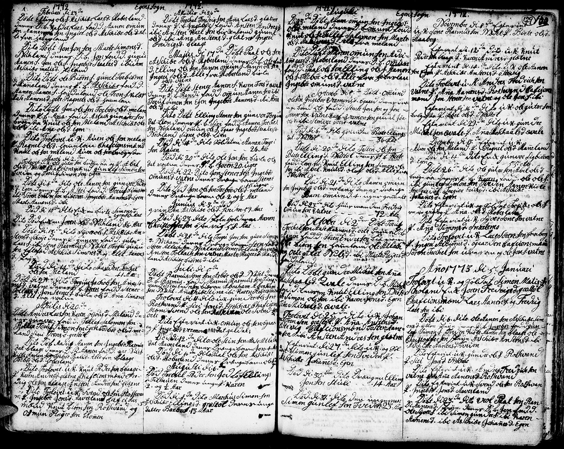 Hægebostad sokneprestkontor, AV/SAK-1111-0024/F/Fa/Faa/L0001: Parish register (official) no. A 1 /2, 1760-1823, p. 129