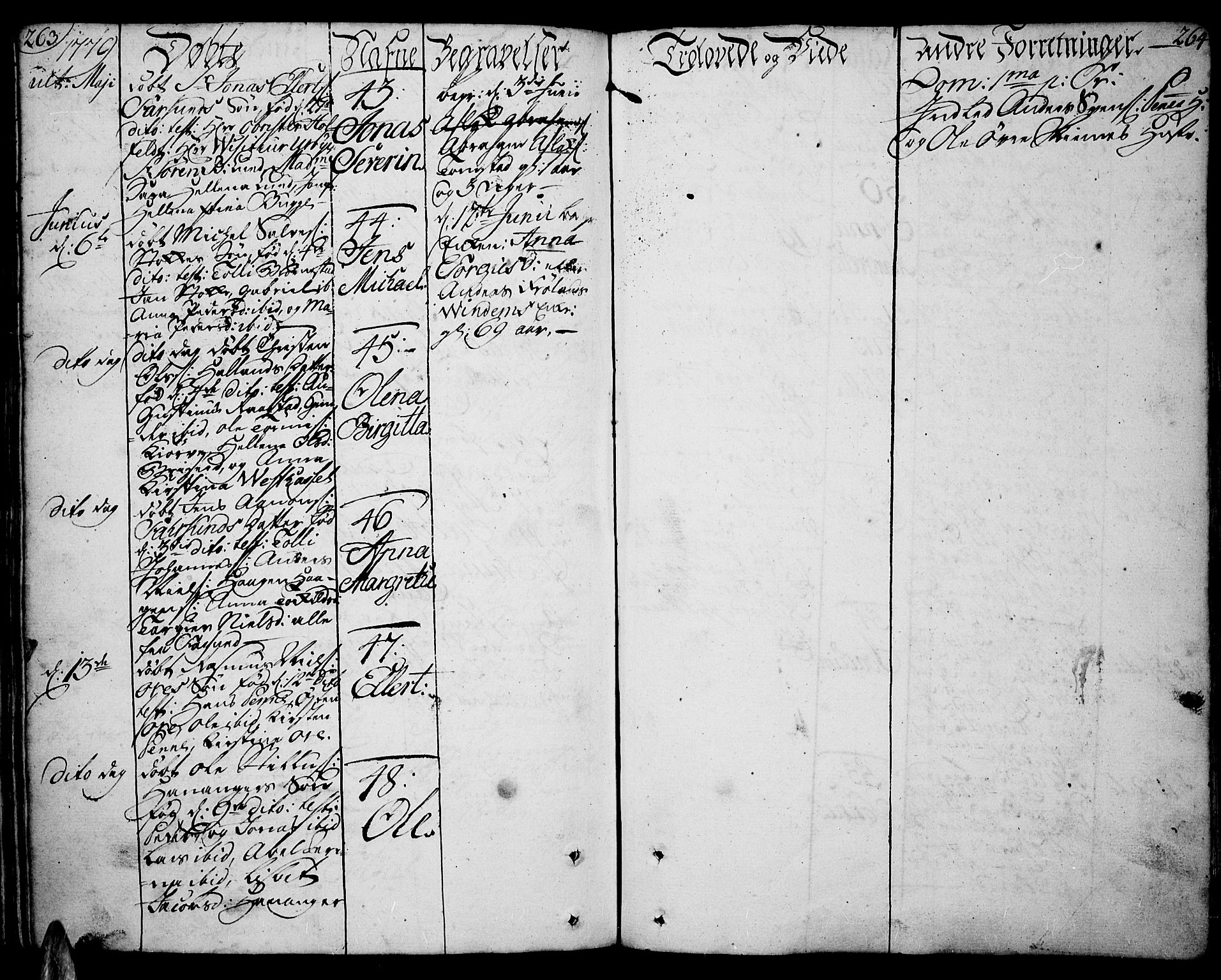 Lista sokneprestkontor, SAK/1111-0027/F/Fa/L0004: Parish register (official) no. A 4, 1768-1794, p. 263-264