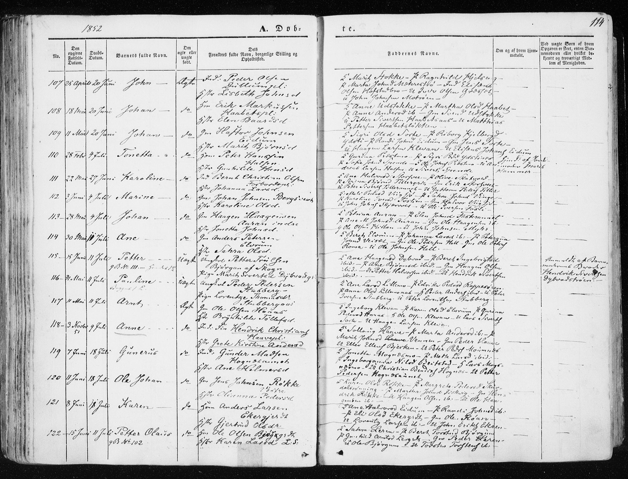 Ministerialprotokoller, klokkerbøker og fødselsregistre - Nord-Trøndelag, SAT/A-1458/709/L0074: Parish register (official) no. 709A14, 1845-1858, p. 114