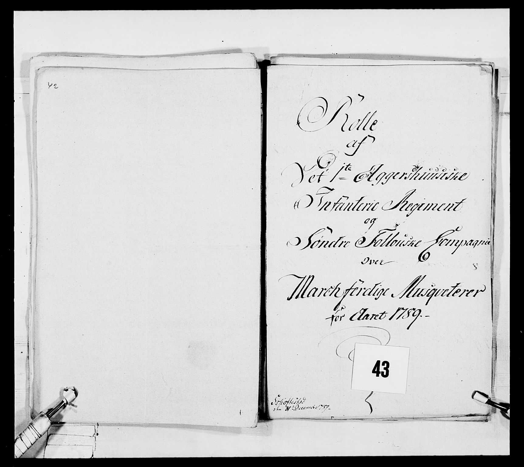 Generalitets- og kommissariatskollegiet, Det kongelige norske kommissariatskollegium, AV/RA-EA-5420/E/Eh/L0039: 1. Akershusiske nasjonale infanteriregiment, 1789, p. 608