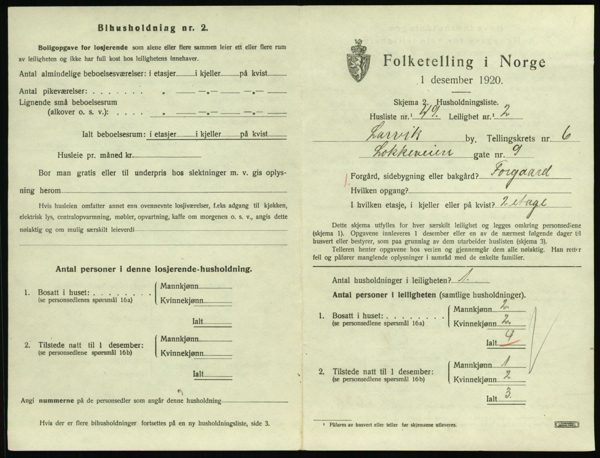 SAKO, 1920 census for Larvik, 1920, p. 5566