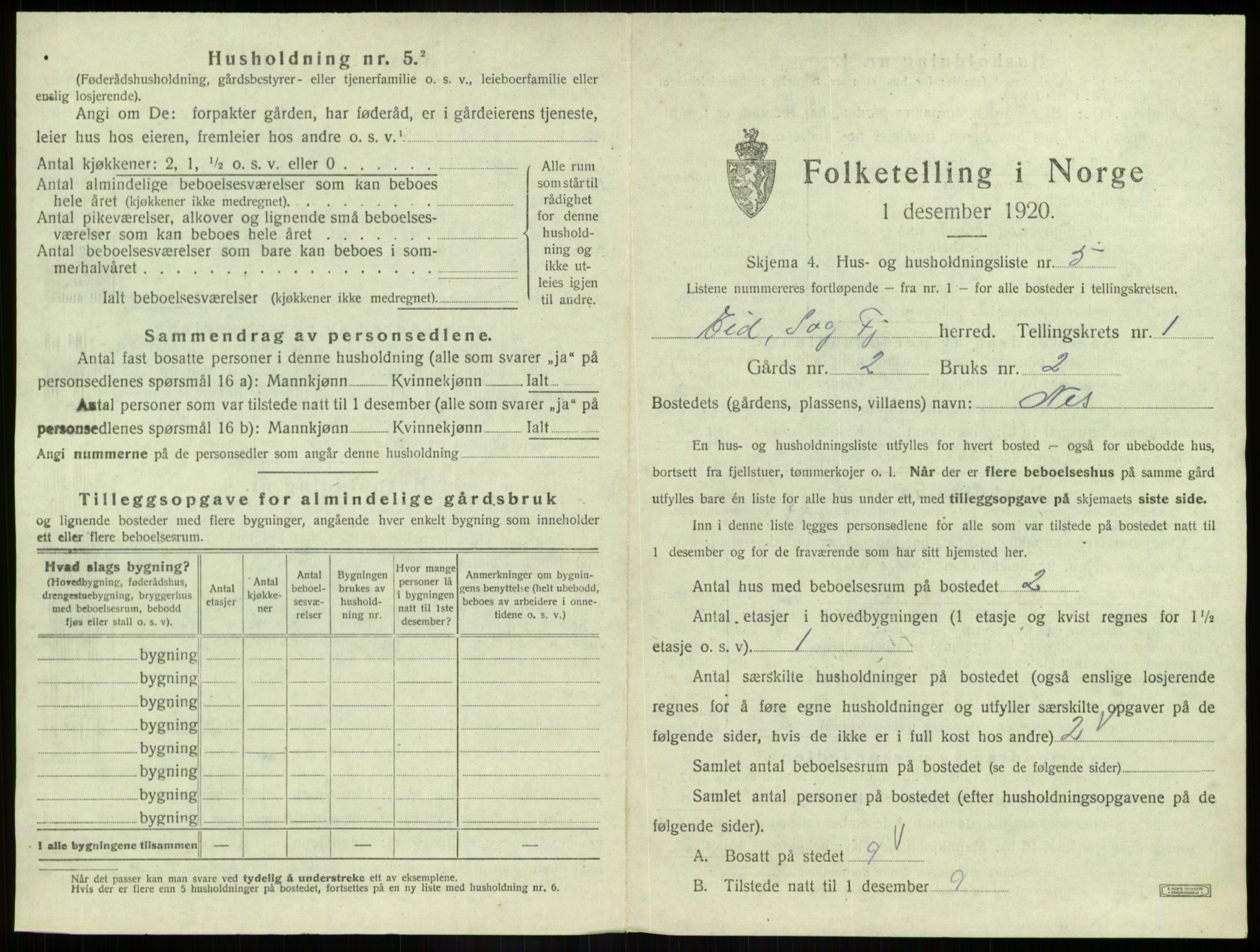 SAB, 1920 census for Eid, 1920, p. 55