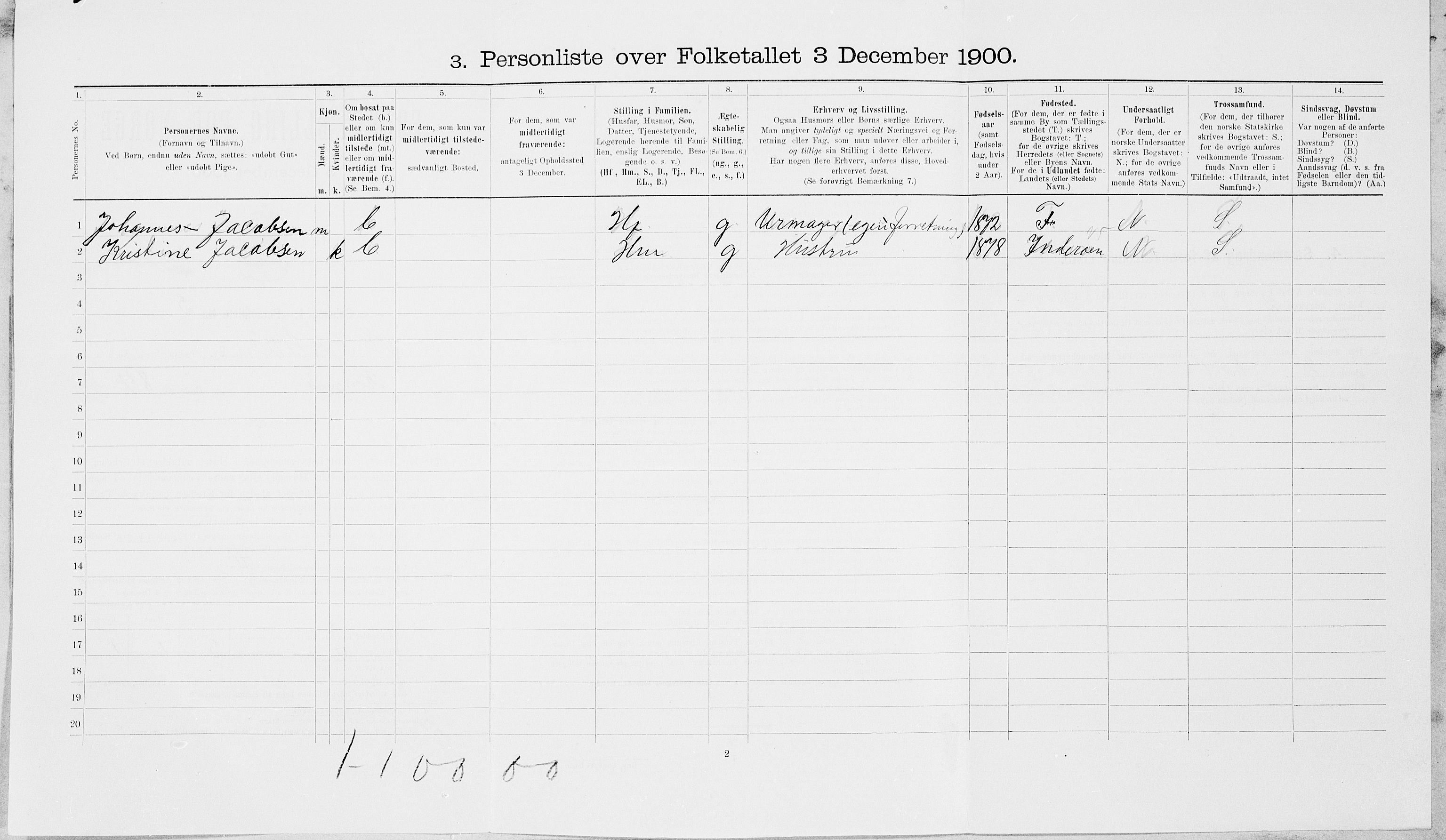 SAT, 1900 census for Steinkjer, 1900, p. 482