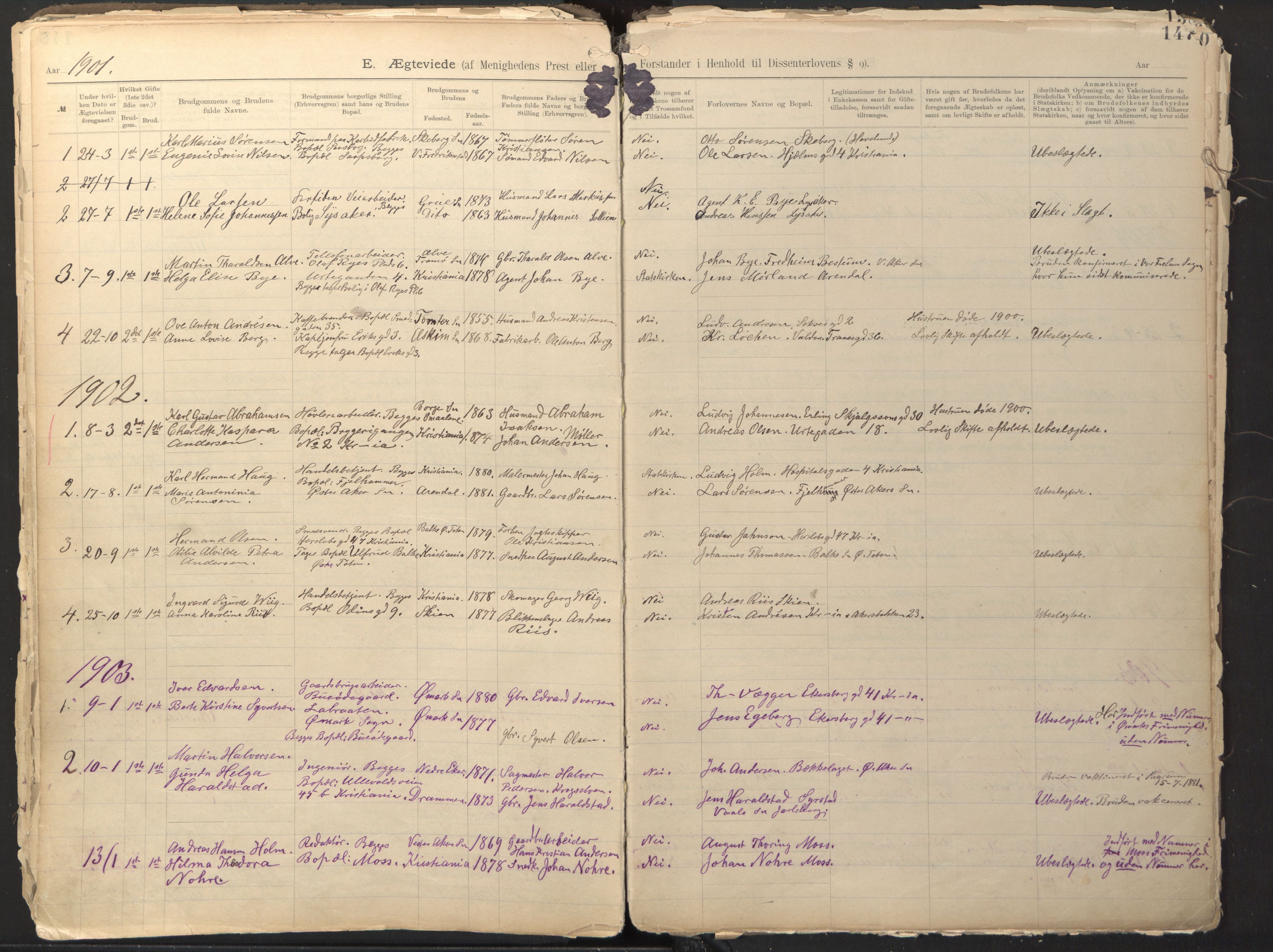 Den evangelisk-lutherske frikirke østre menighet, Oslo, SAO/PAO-0245/F/L0002: Dissenter register no. 2, 1892-1936, p. 147