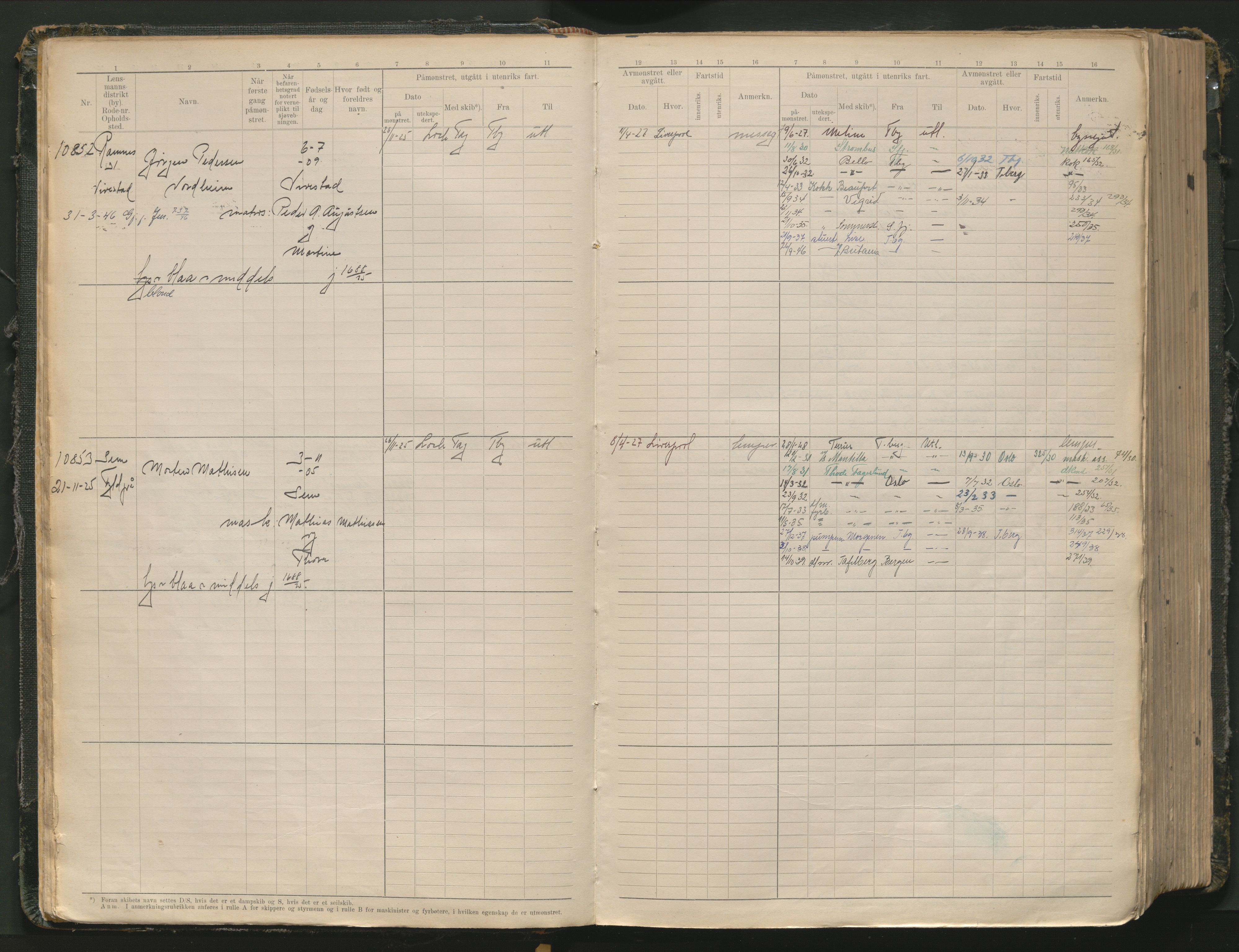 Tønsberg innrulleringskontor, AV/SAKO-A-786/F/Fc/Fcb/L0012: Hovedrulle Patent nr. 10828-12216, 1925-1948